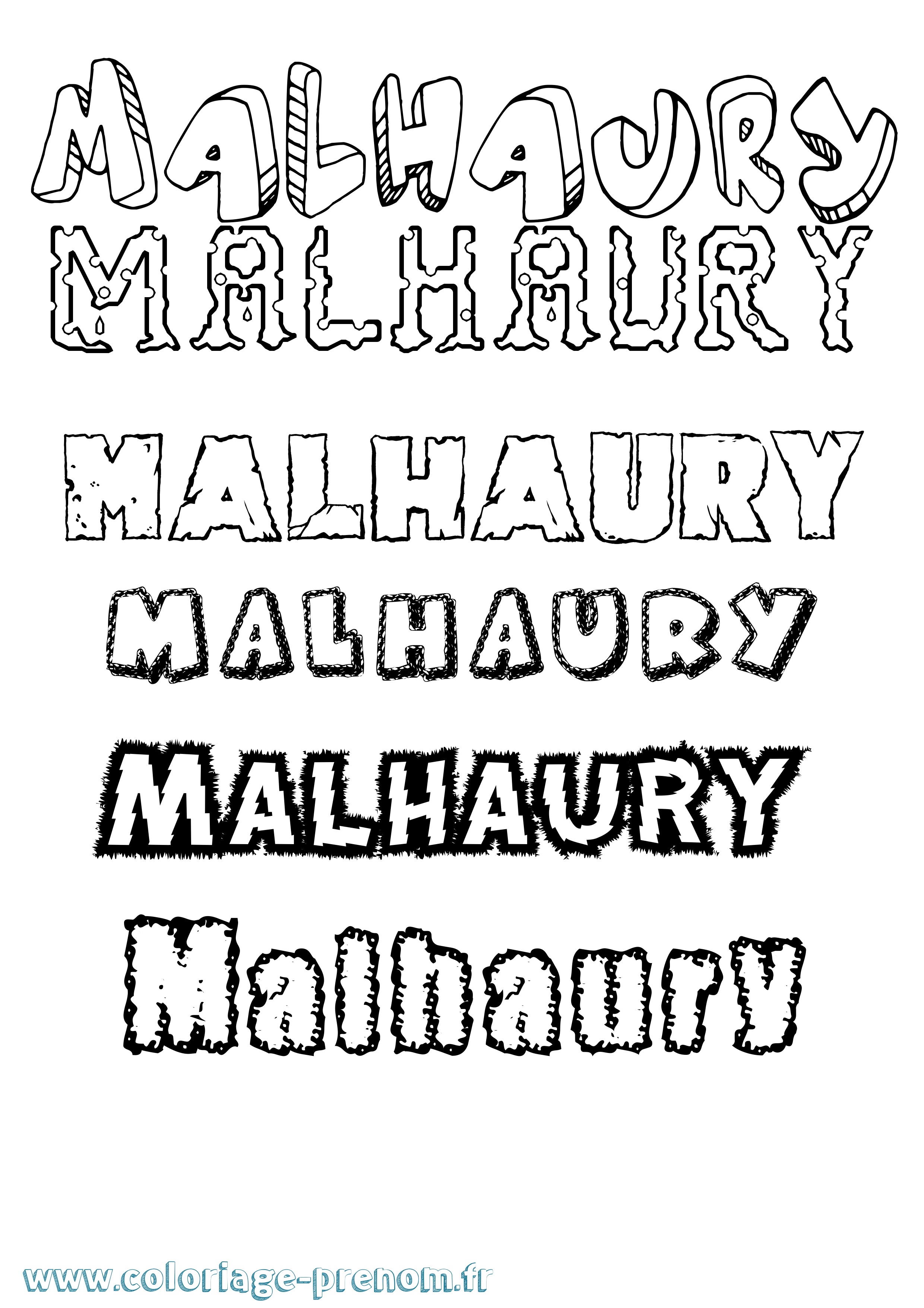 Coloriage Malhaury Destructuré Coloriage prénom Malhaury Destructuré