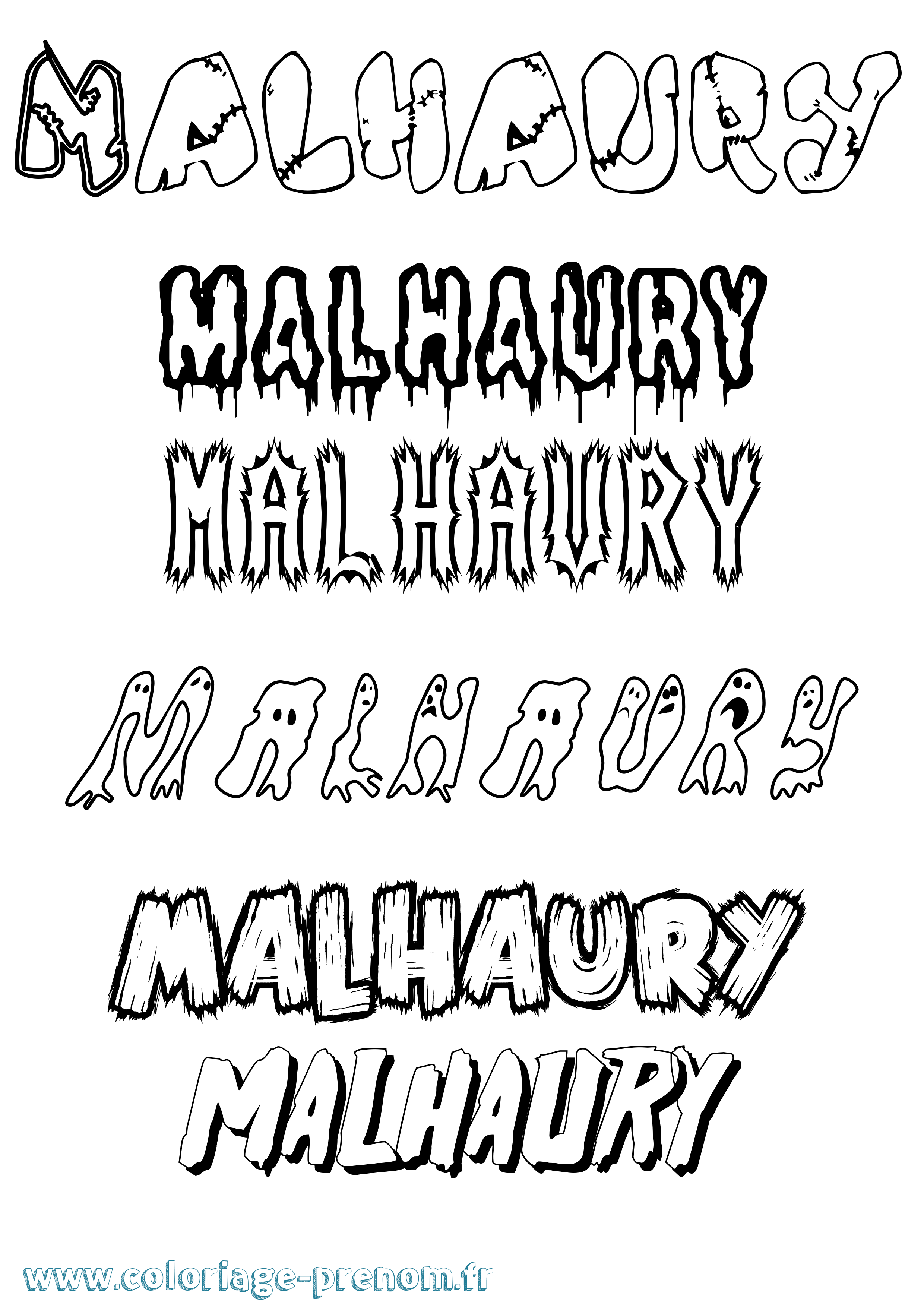 Coloriage Malhaury Frisson Coloriage prénom Malhaury Frisson