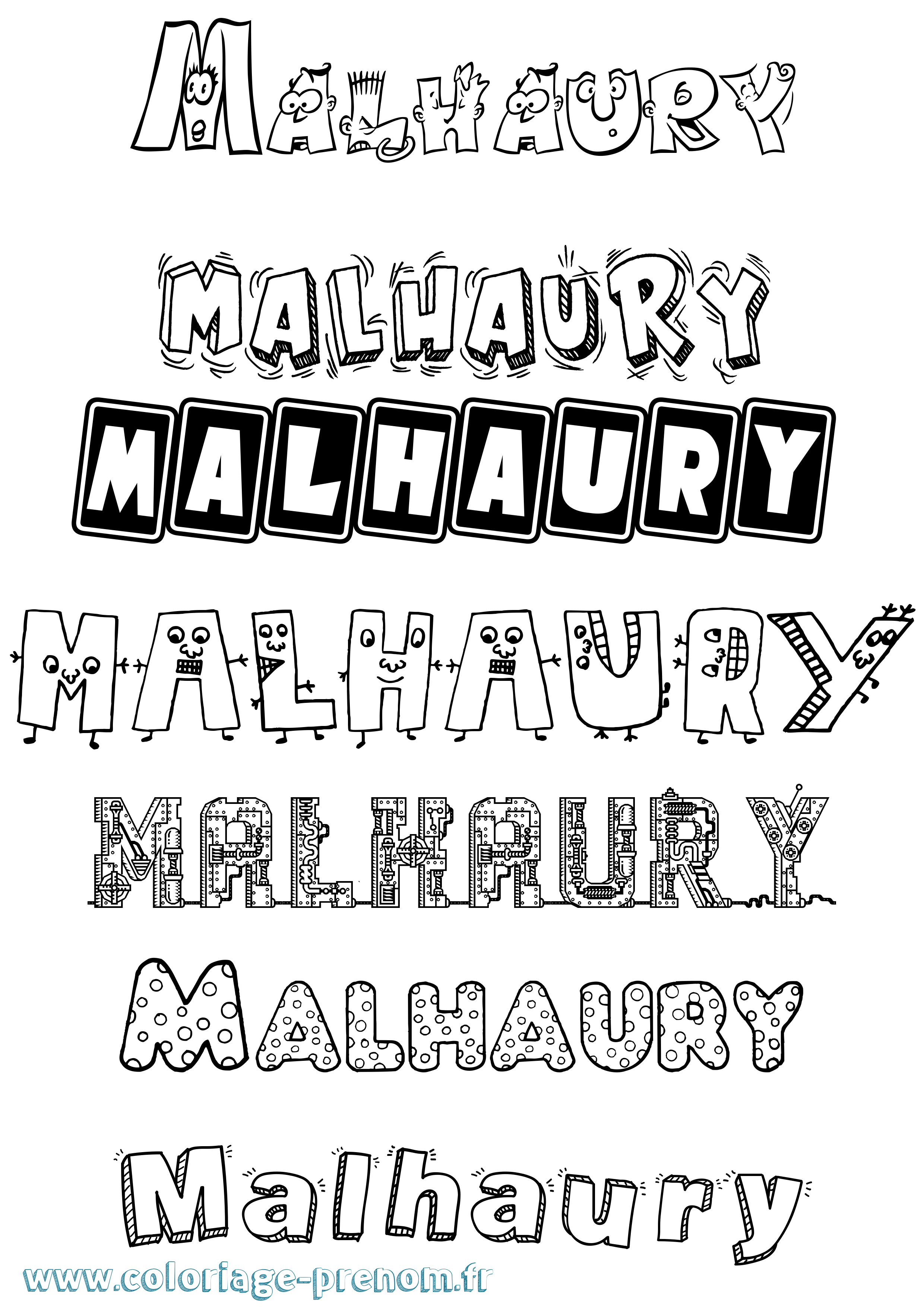 Coloriage Malhaury Fun Coloriage prénom Malhaury Fun