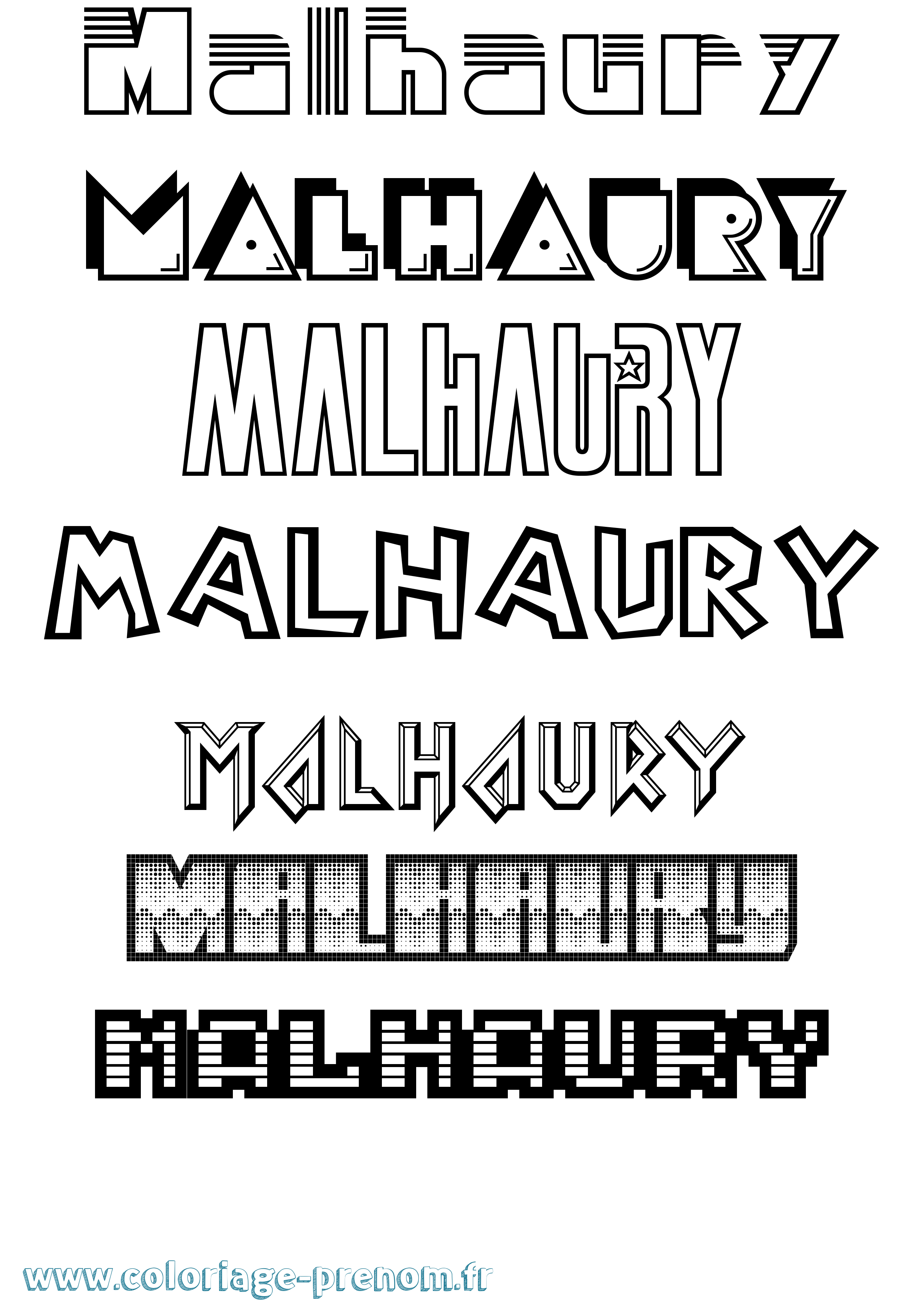 Coloriage prénom Malhaury Jeux Vidéos