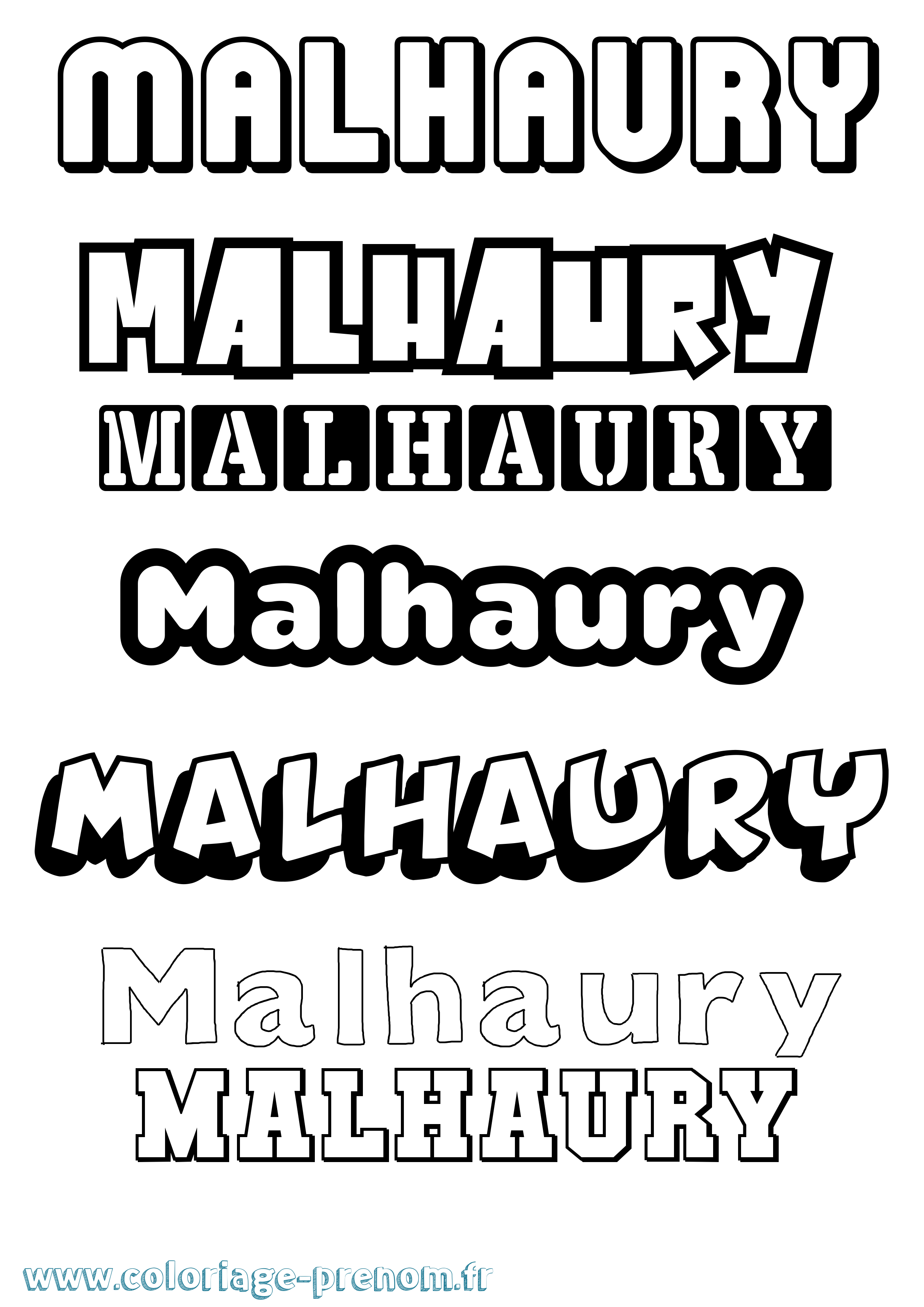 Coloriage prénom Malhaury Simple