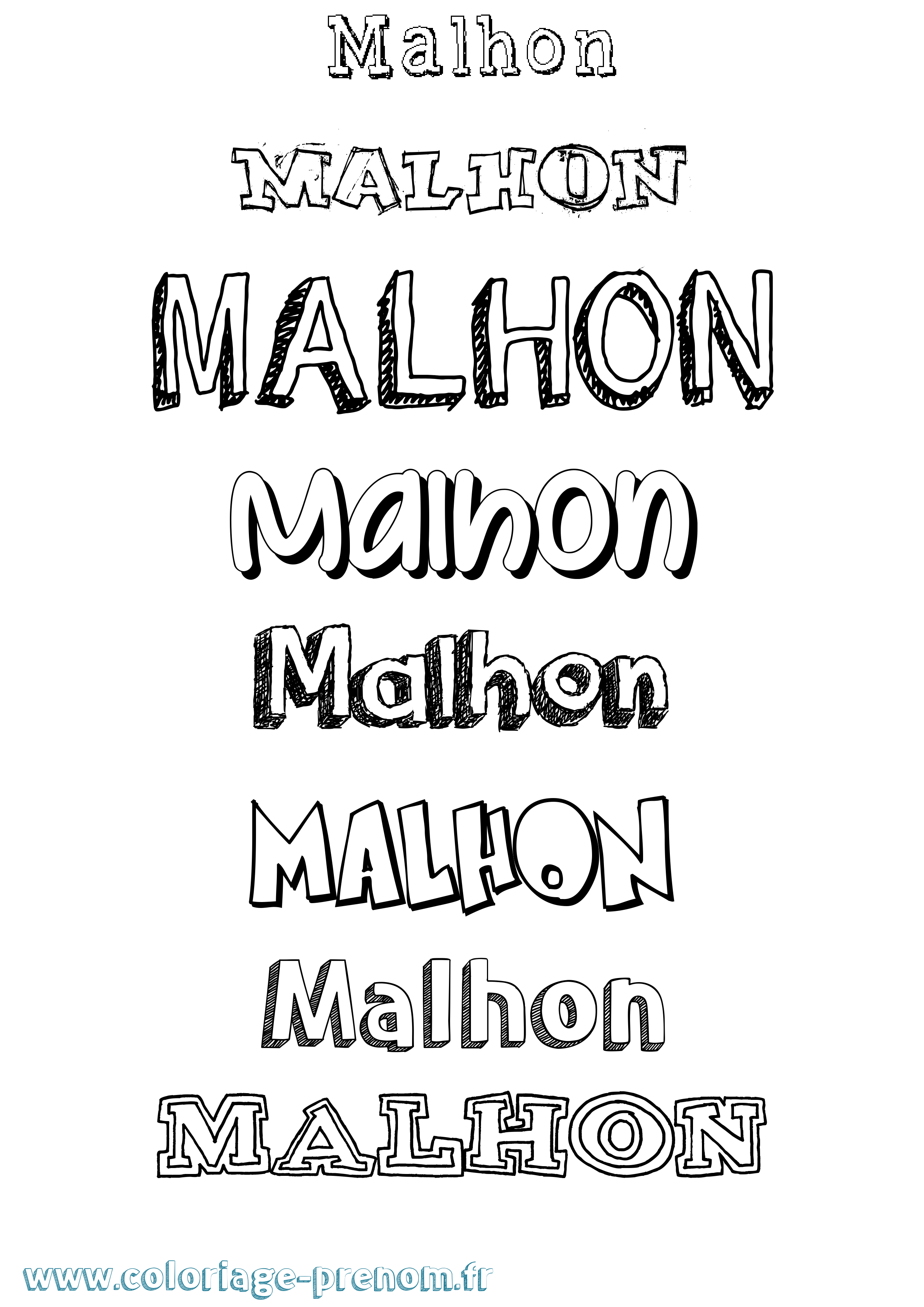Coloriage prénom Malhon Dessiné