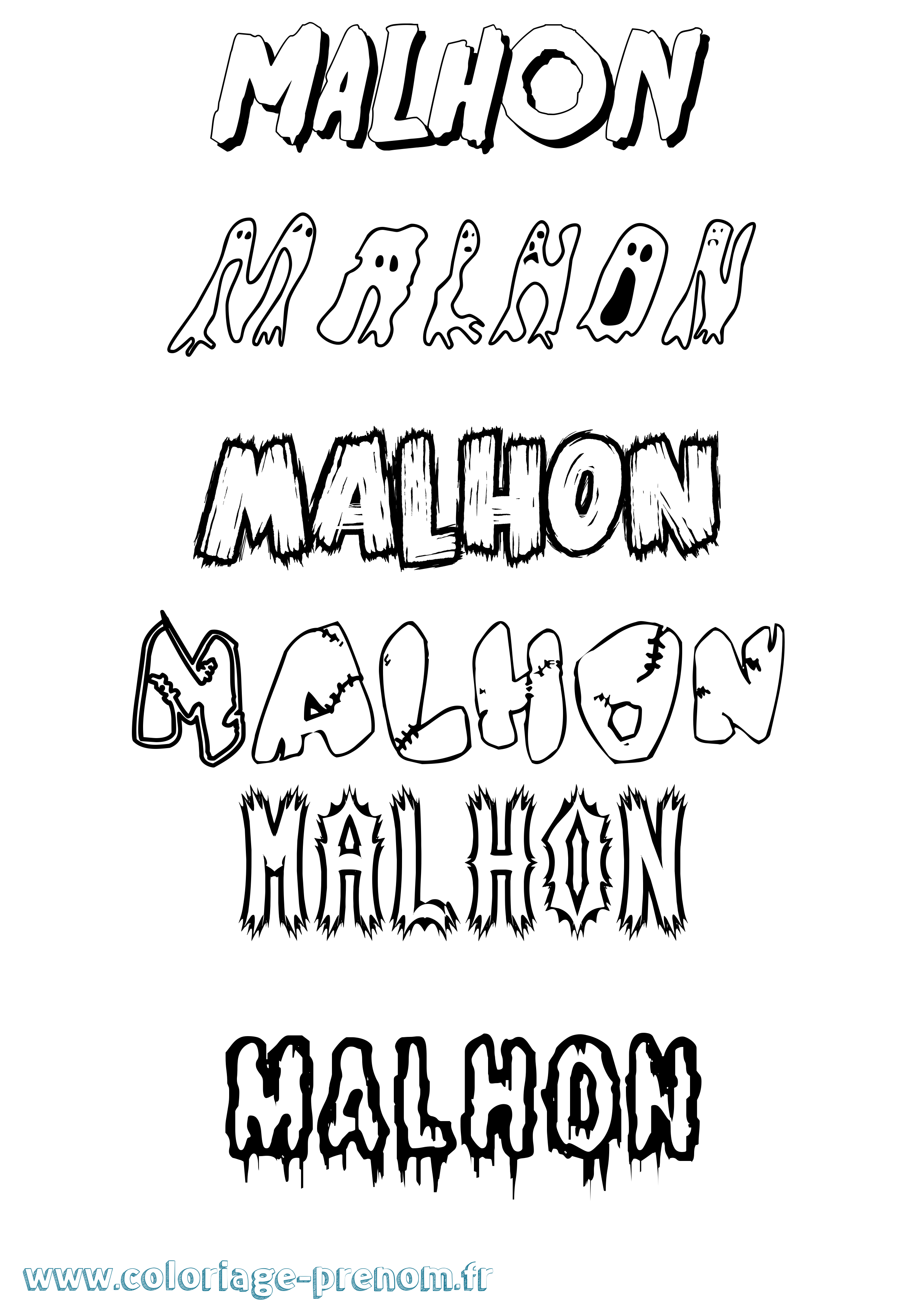 Coloriage prénom Malhon Frisson