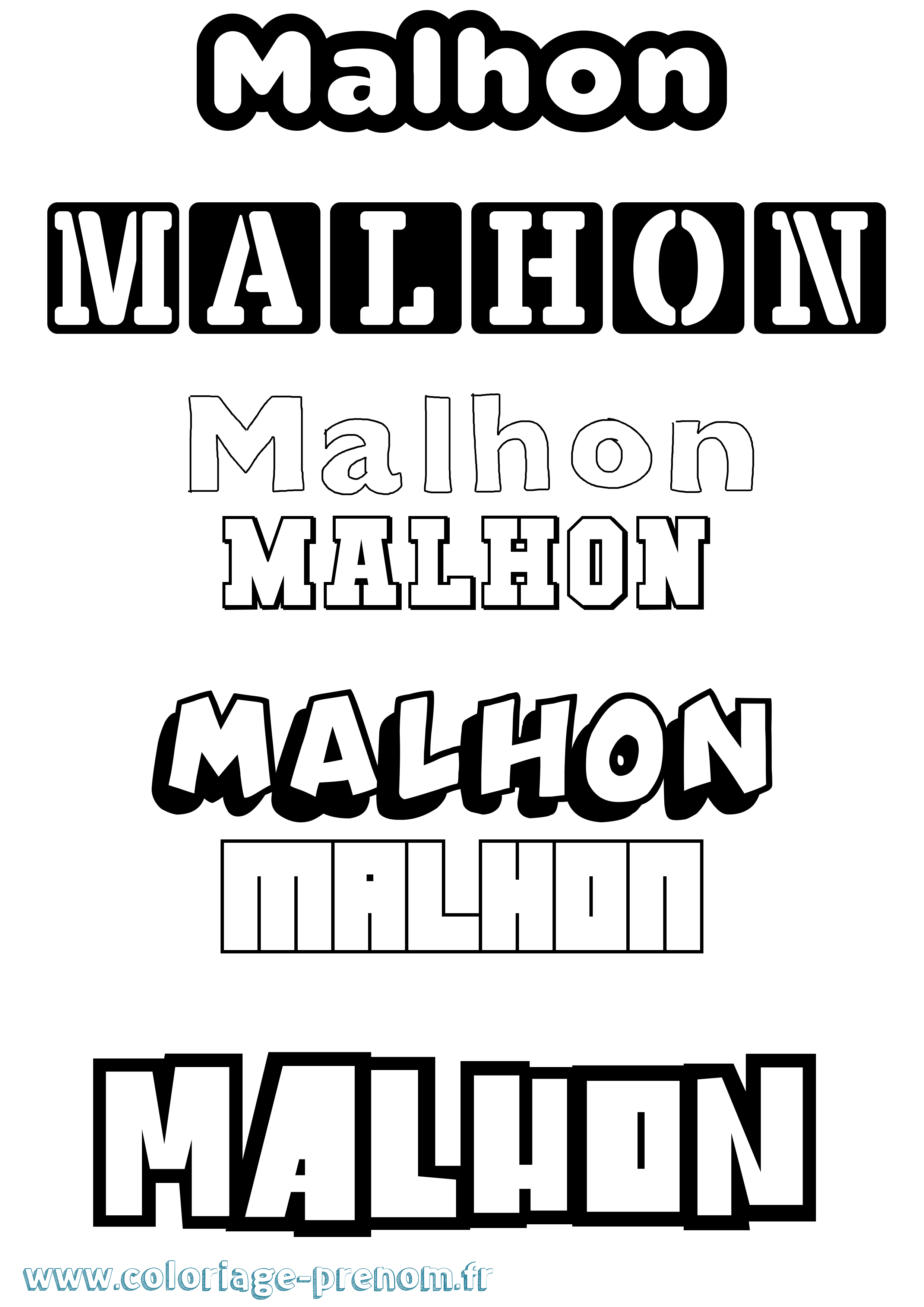 Coloriage prénom Malhon Simple