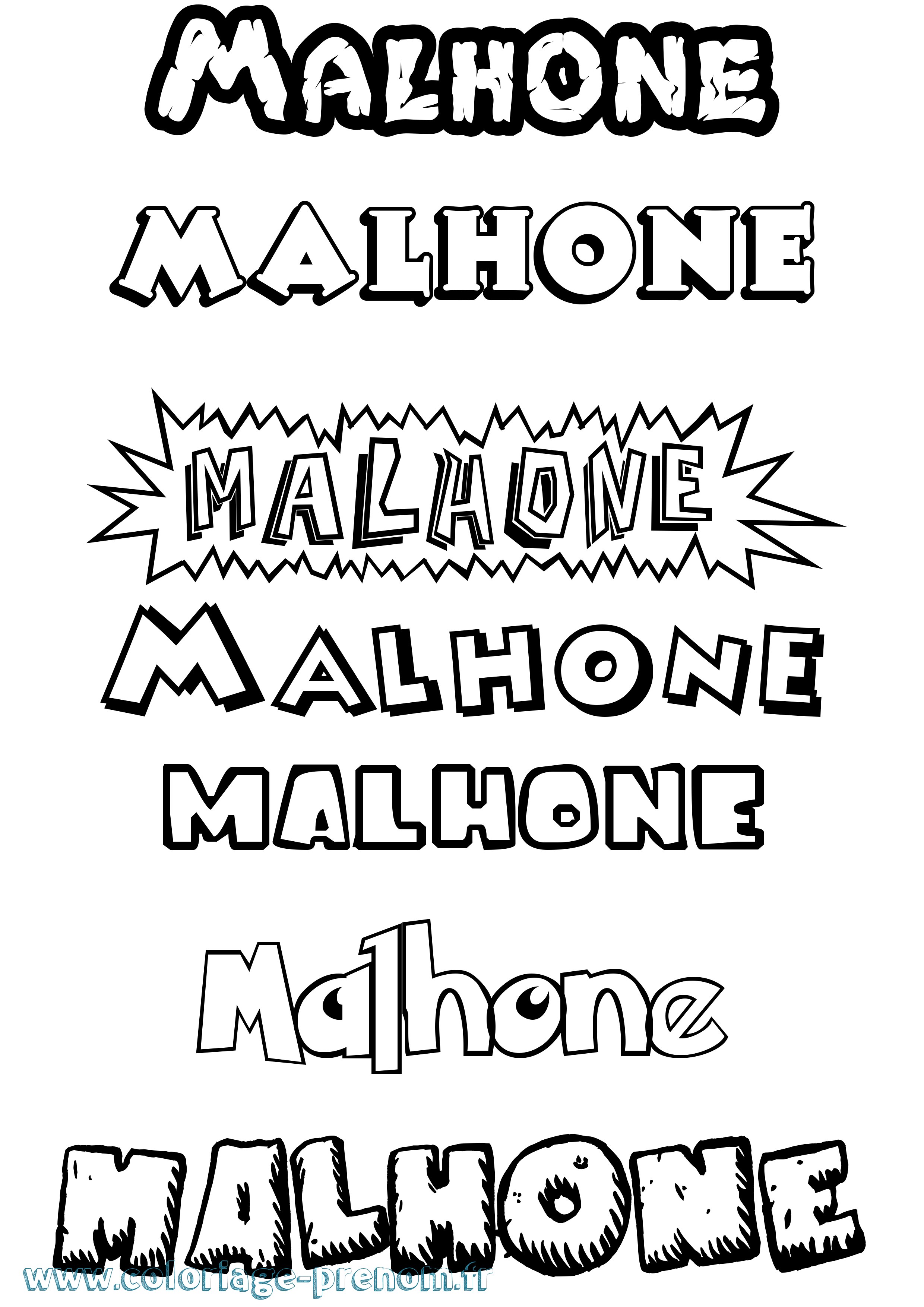 Coloriage prénom Malhone Dessin Animé
