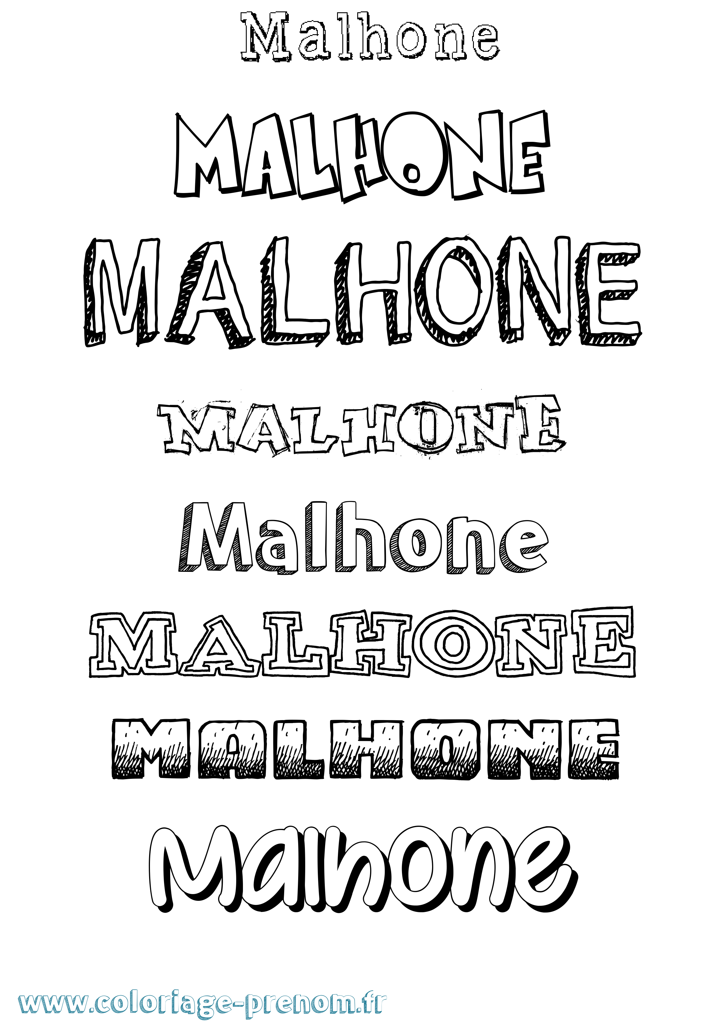 Coloriage prénom Malhone Dessiné