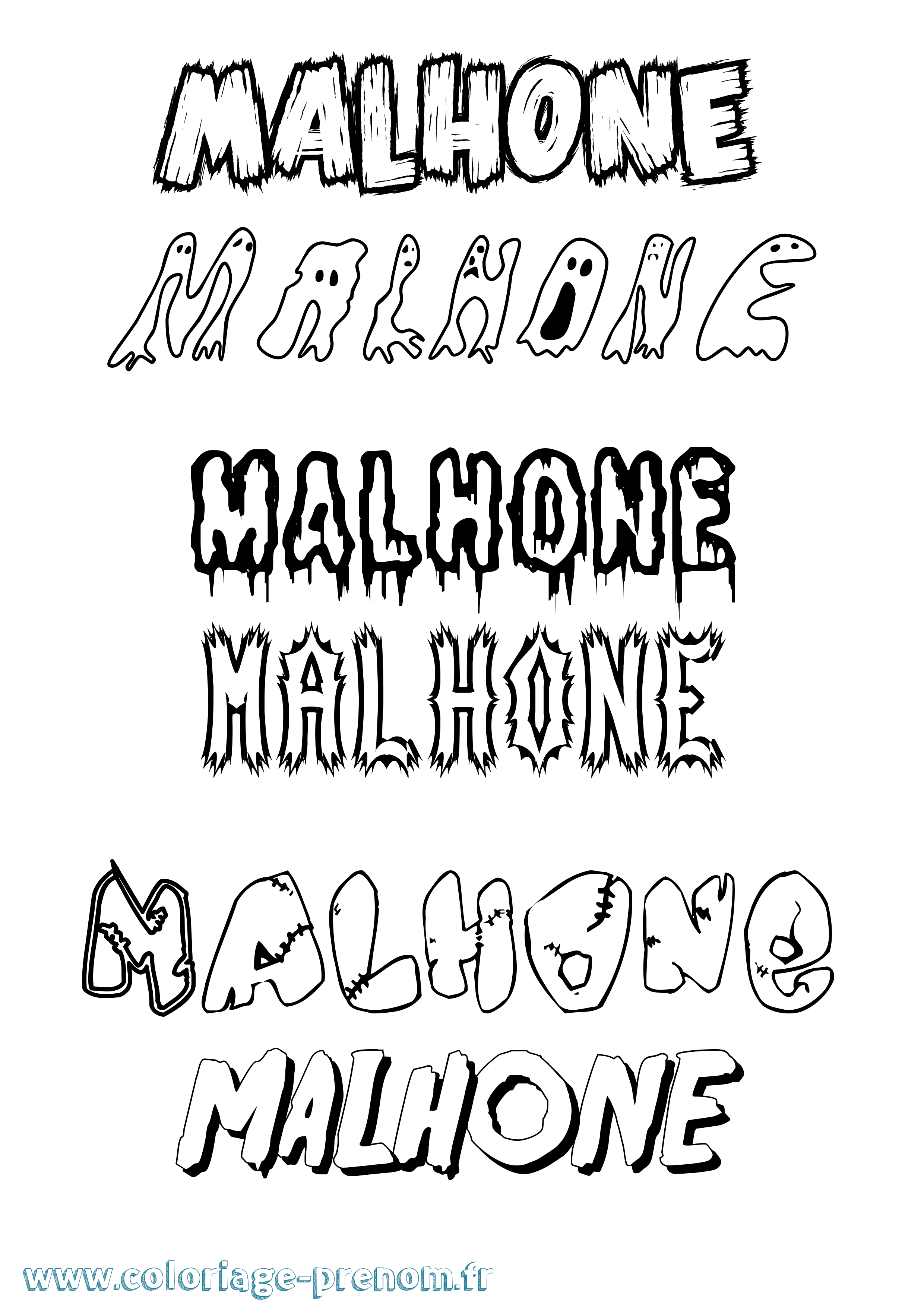 Coloriage prénom Malhone Frisson