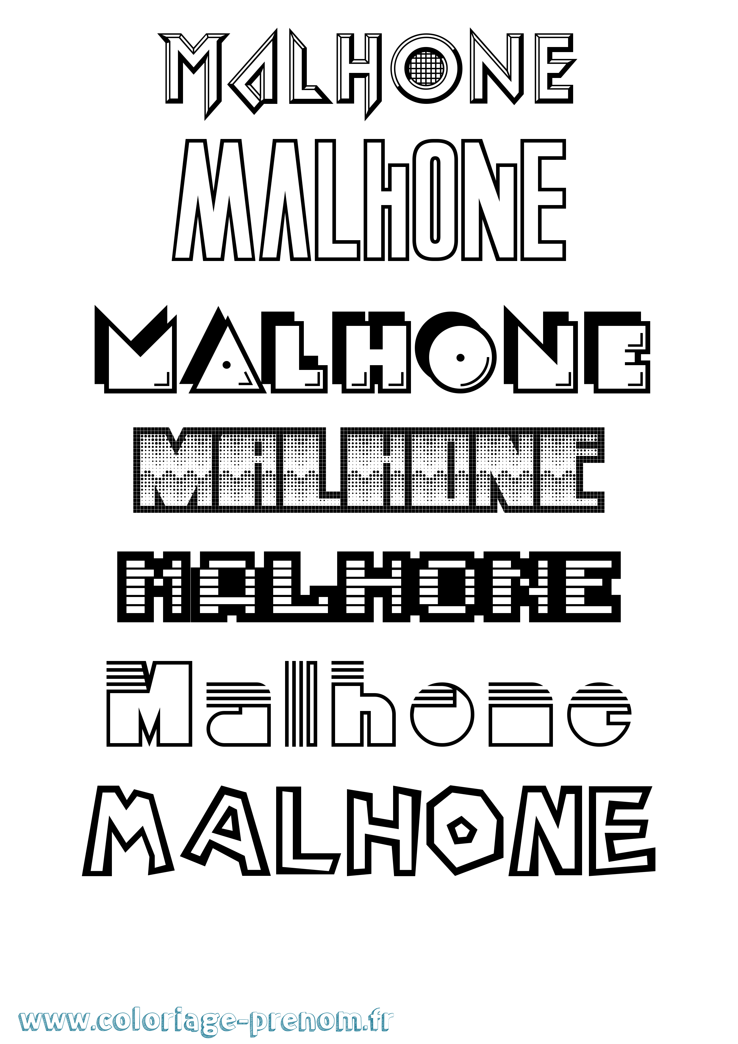 Coloriage prénom Malhone Jeux Vidéos