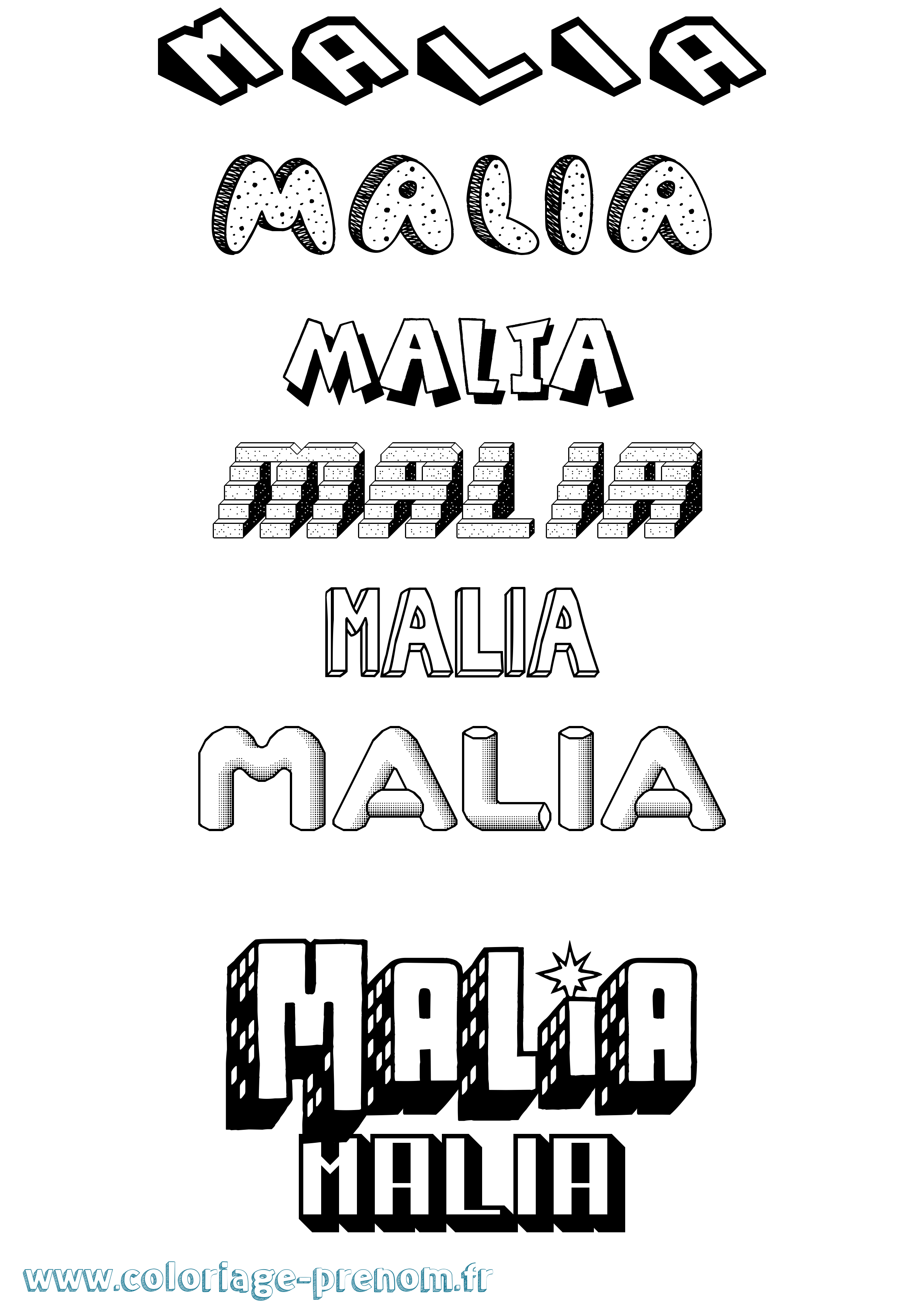 Coloriage prénom Malia
