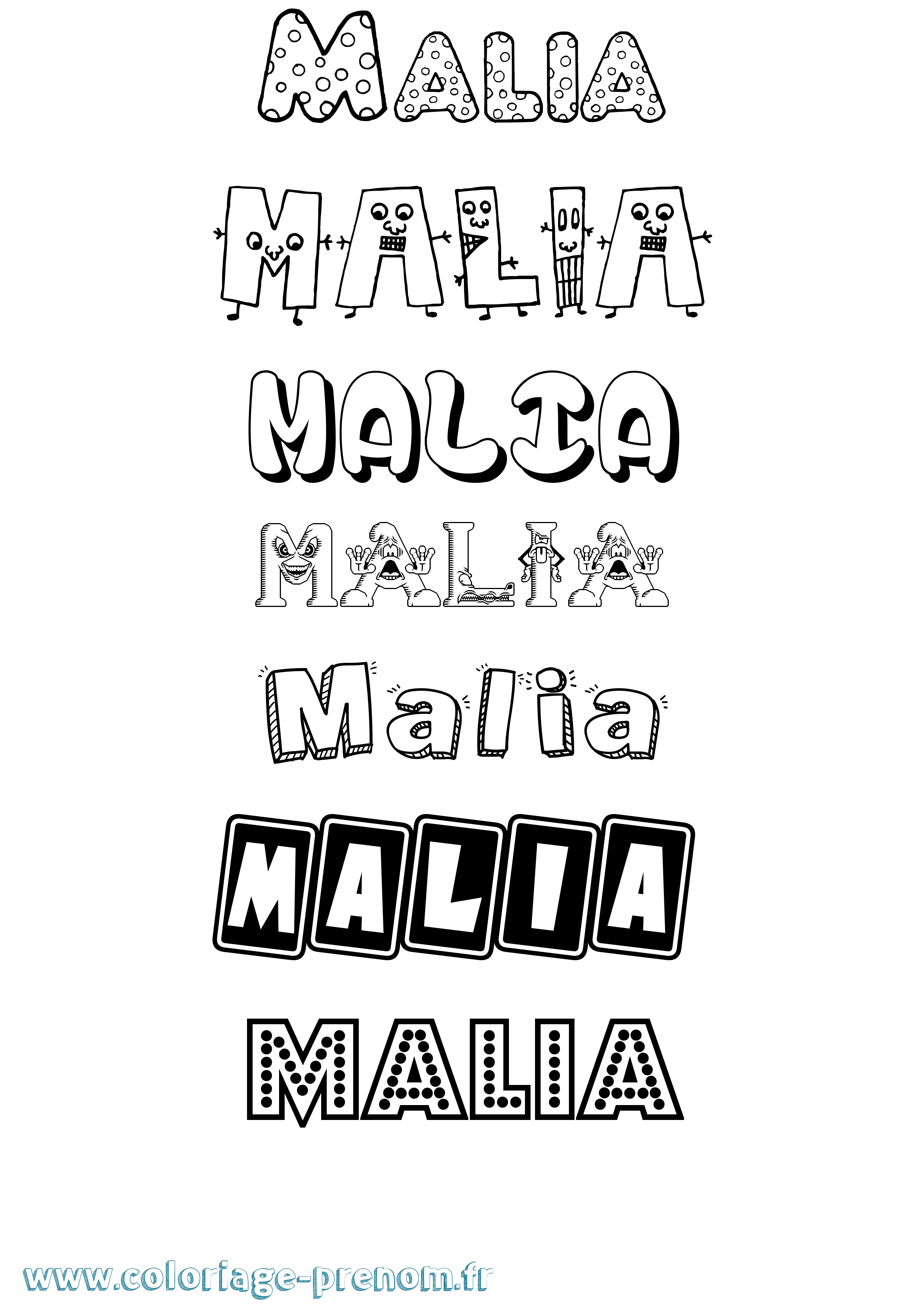 Coloriage prénom Malia Fun