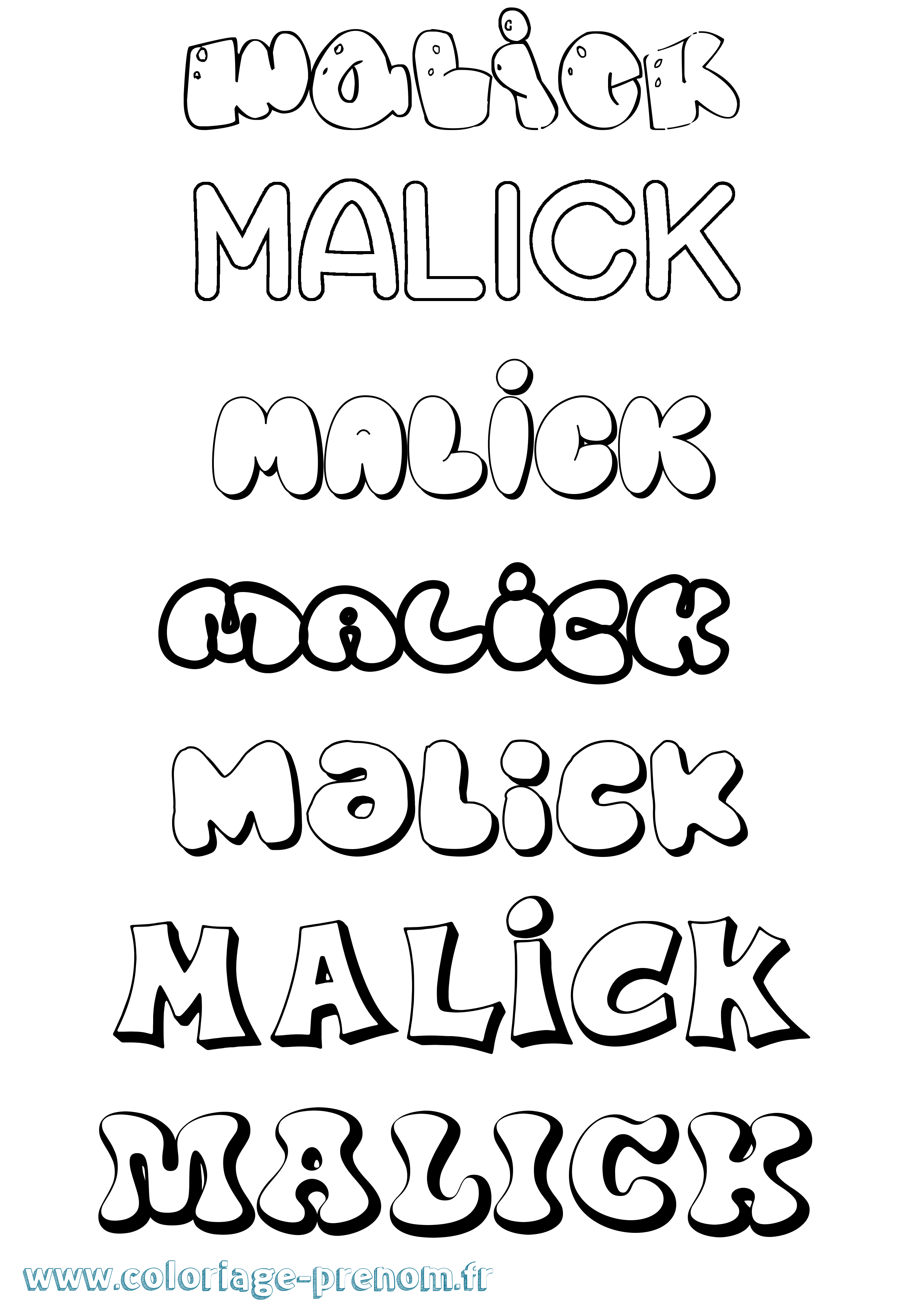 Coloriage prénom Malick Bubble