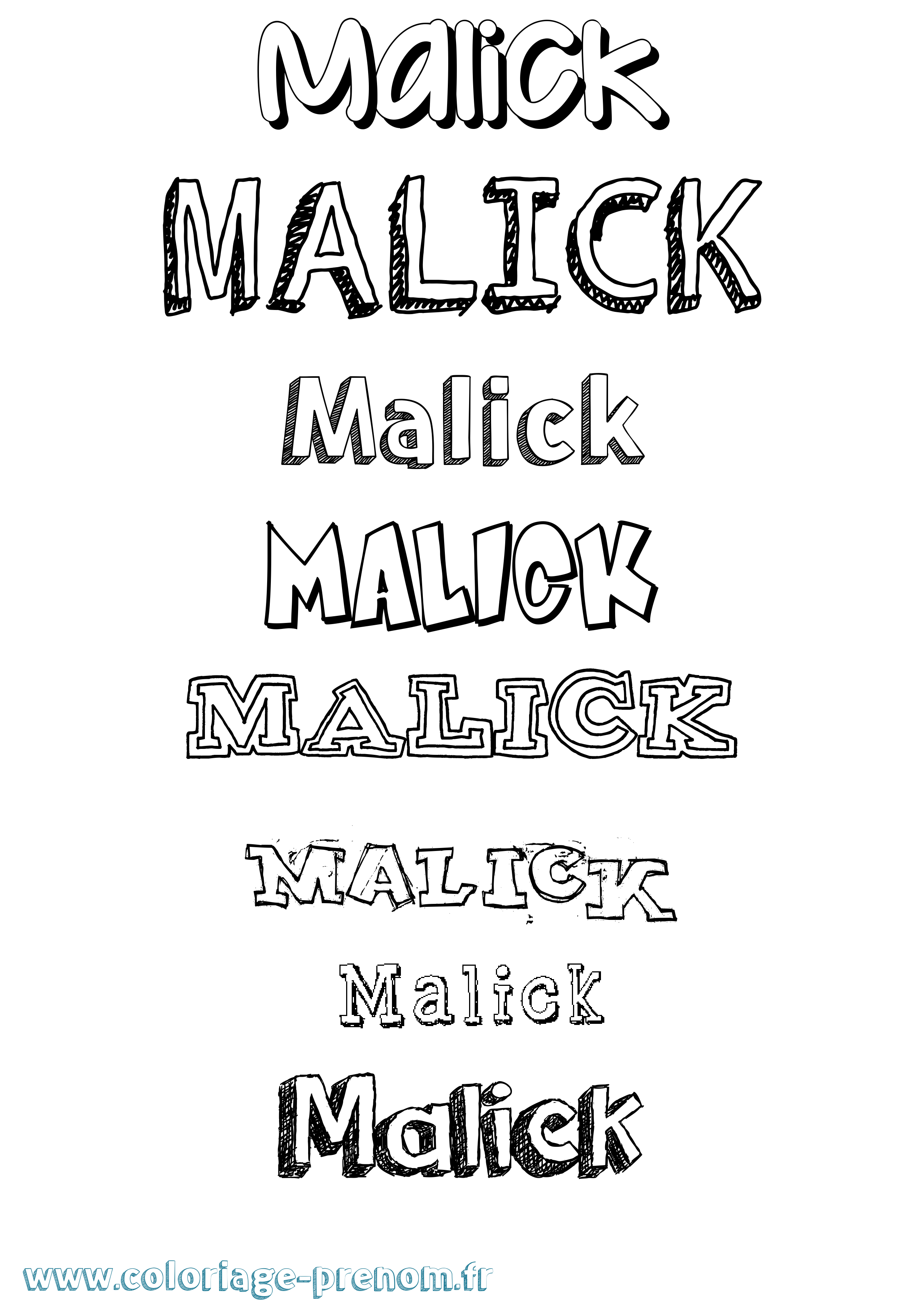 Coloriage prénom Malick Dessiné