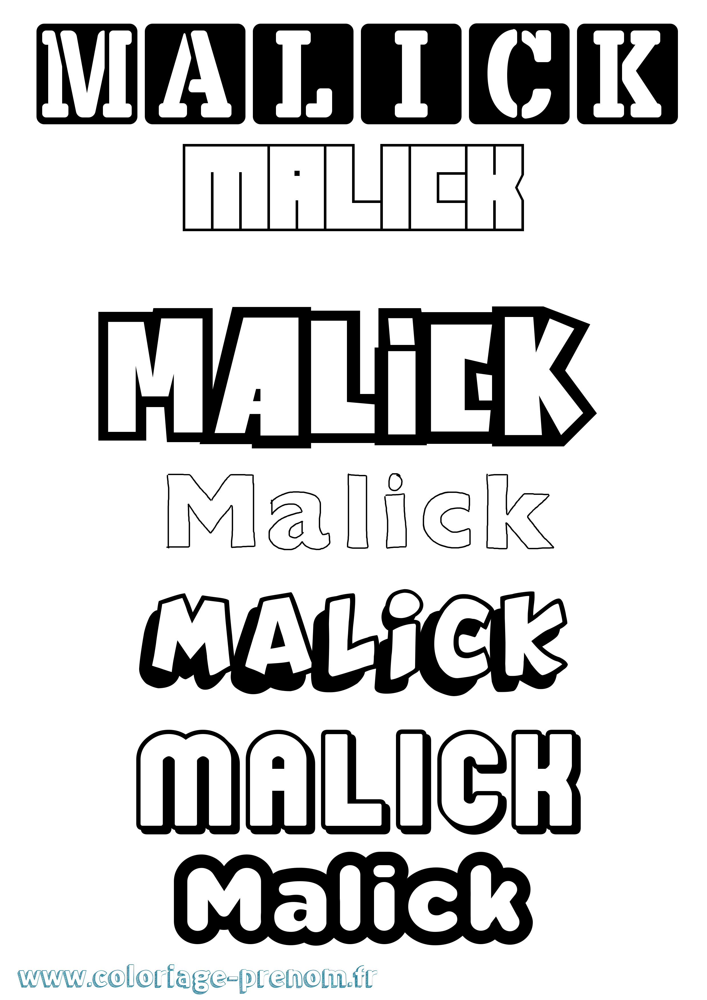 Coloriage prénom Malick Simple