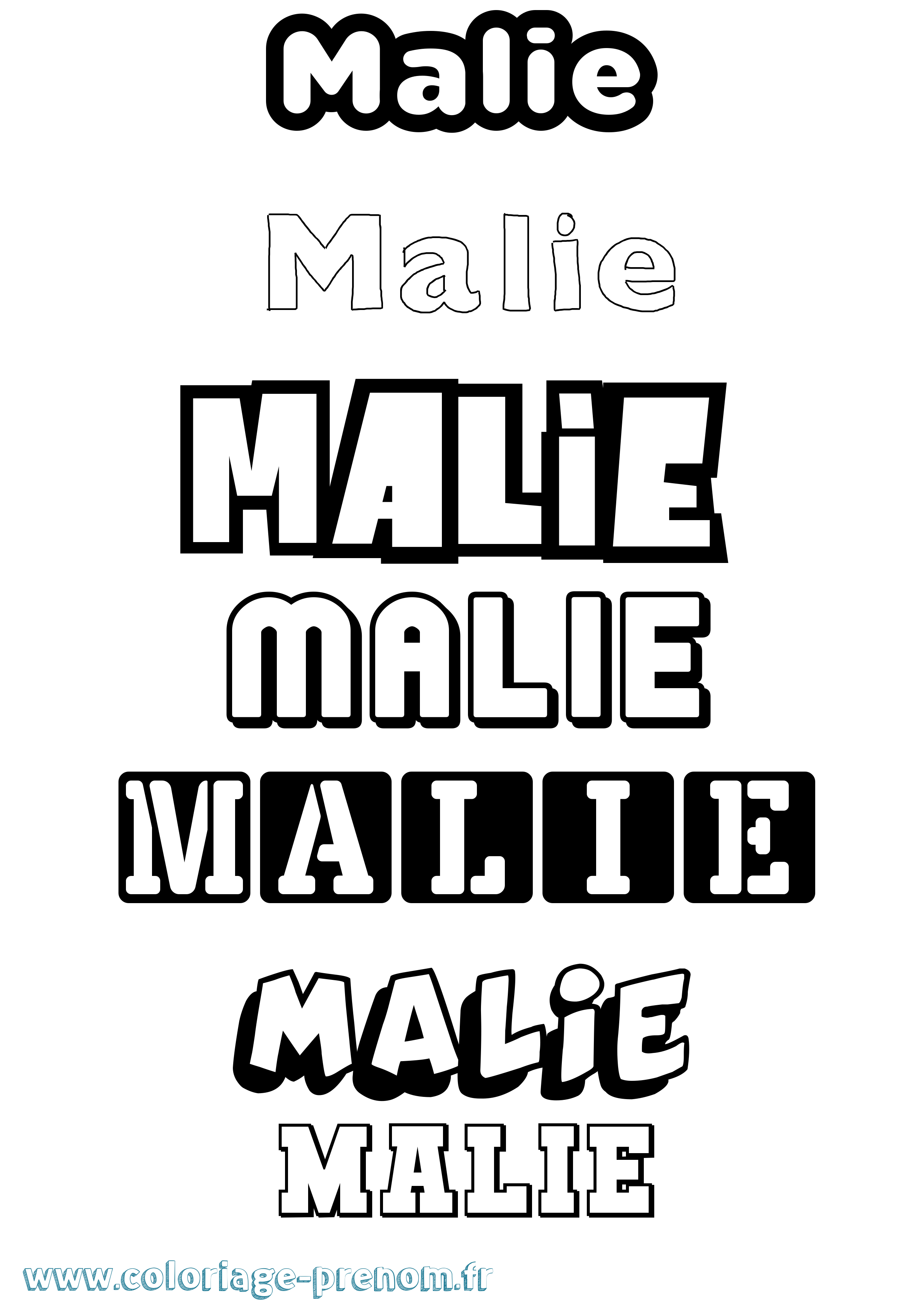 Coloriage prénom Malie Simple