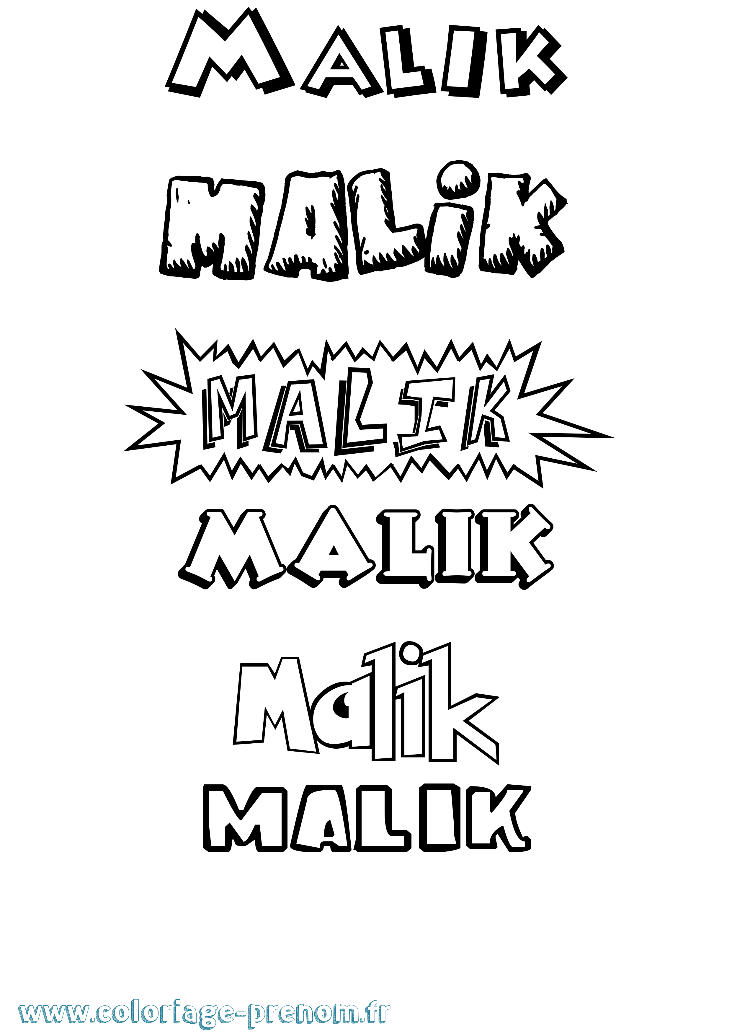 Coloriage prénom Malik