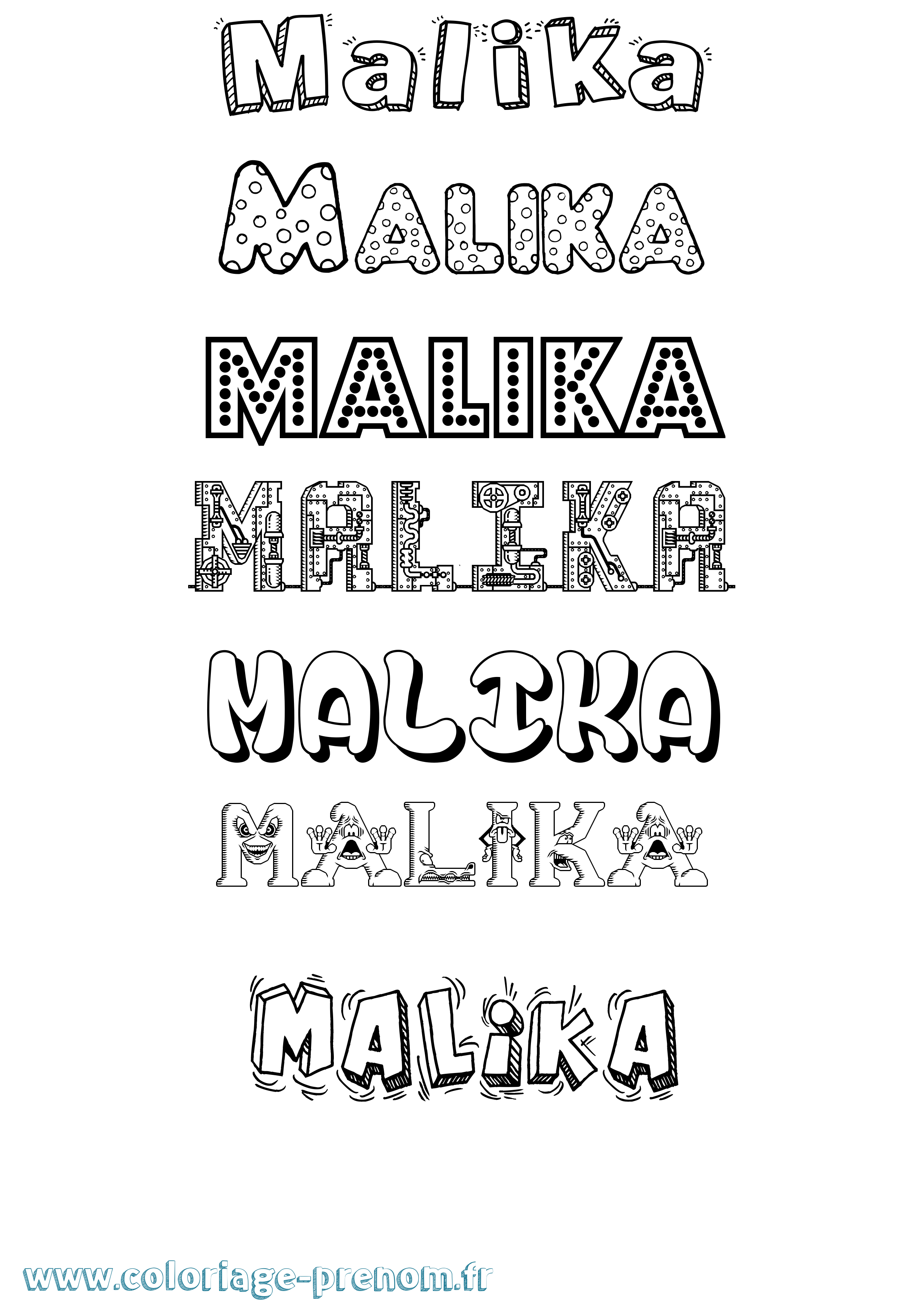 Coloriage prénom Malika