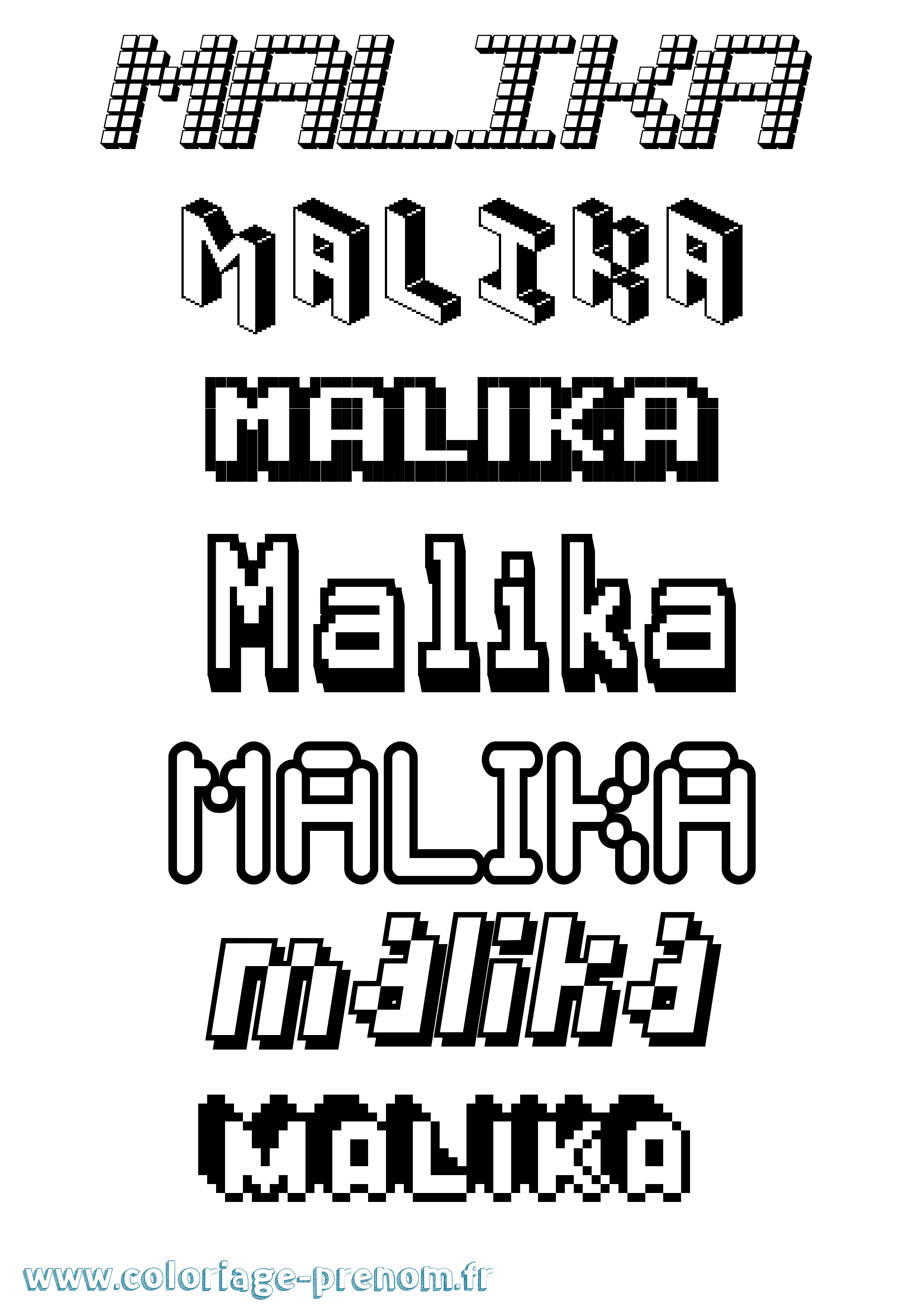 Coloriage prénom Malika