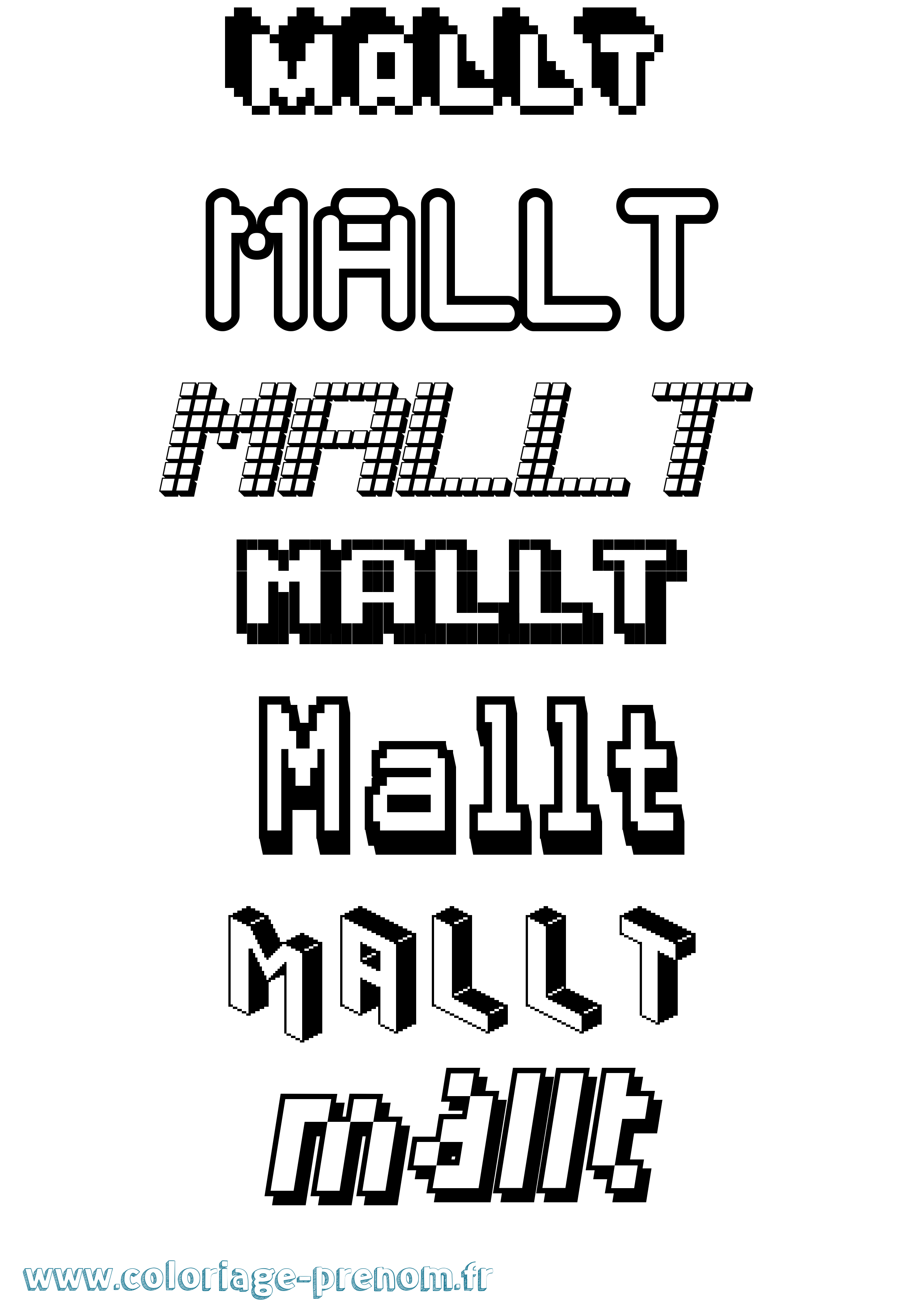 Coloriage prénom Mallt Pixel