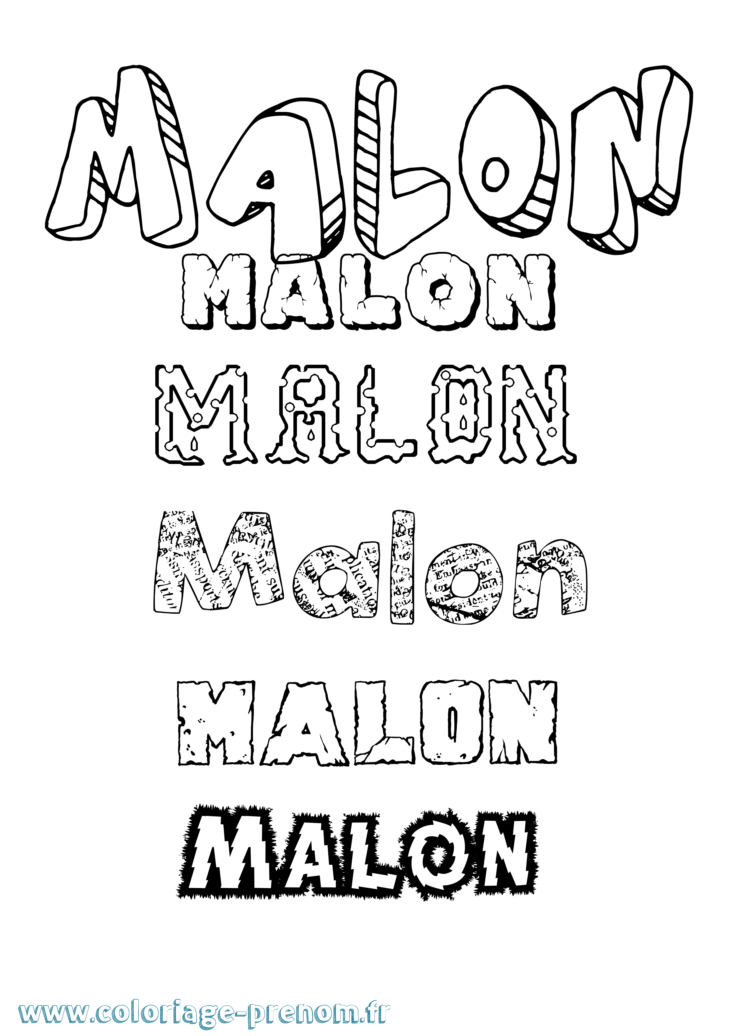Coloriage Malon Destructuré Coloriage prénom Malon Destructuré
