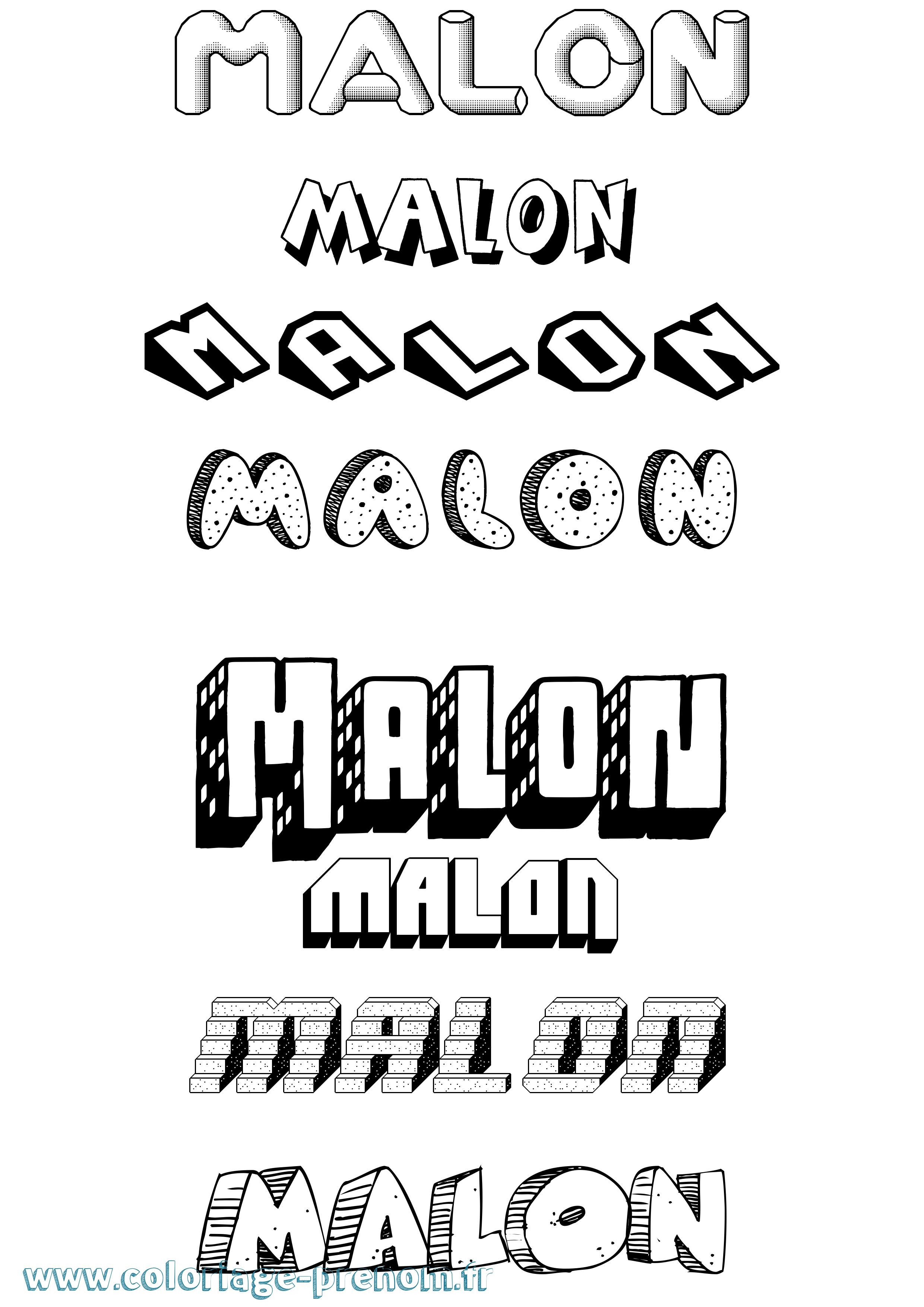 Coloriage Malon Effet 3D Coloriage prénom Malon Effet 3D