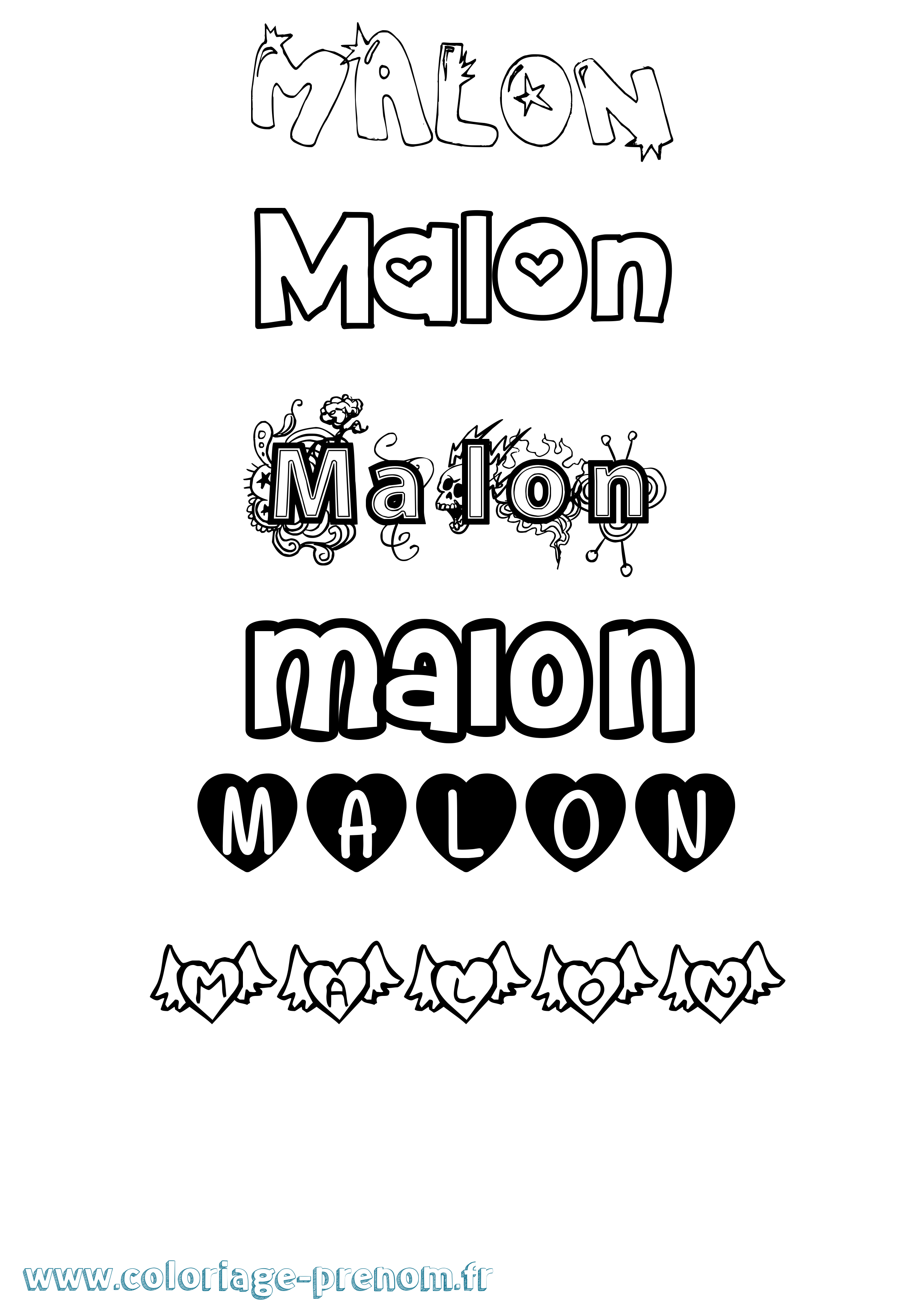 Coloriage Malon Girly Coloriage prénom Malon Girly