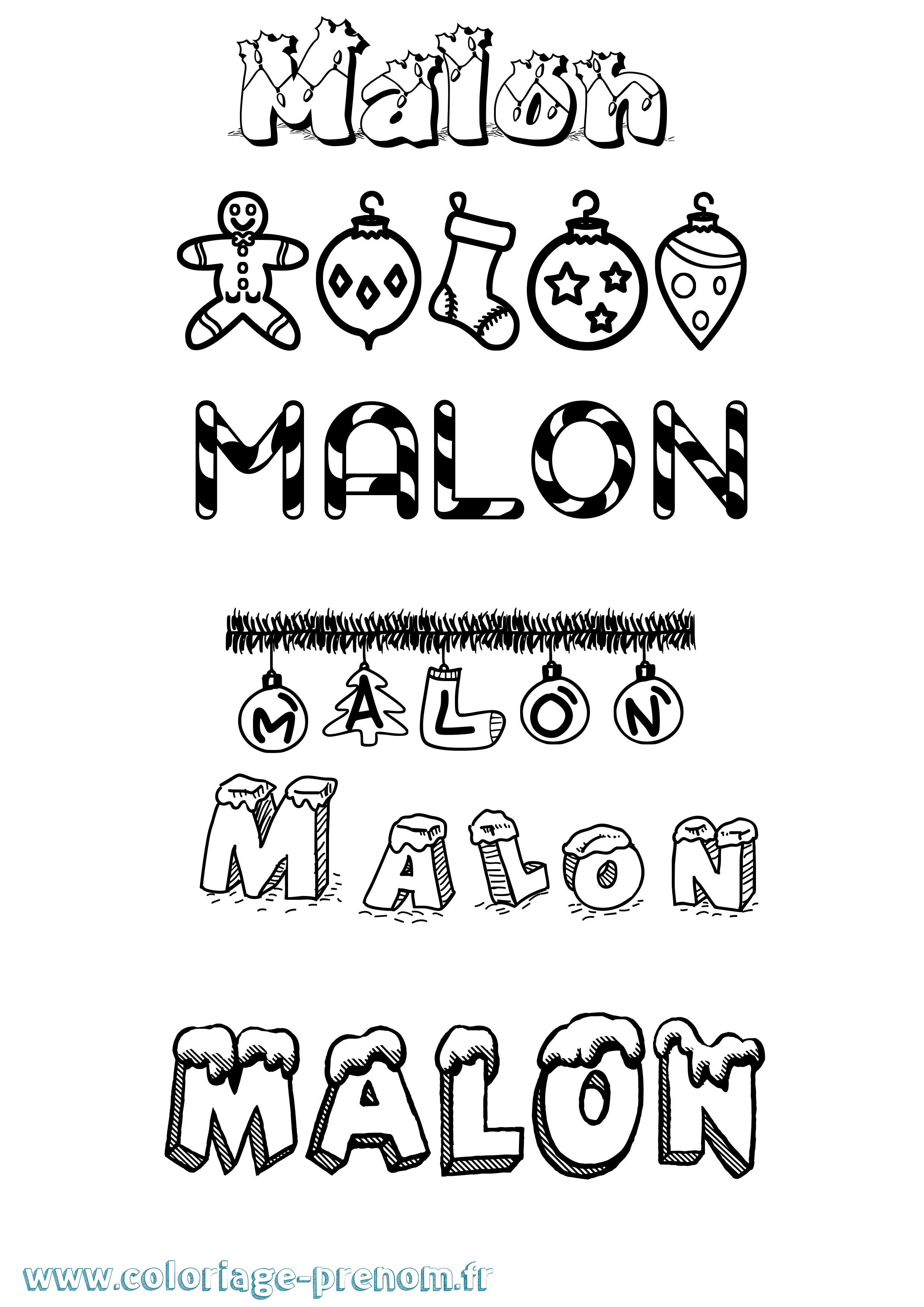 Coloriage Malon Noël Coloriage prénom Malon Noël