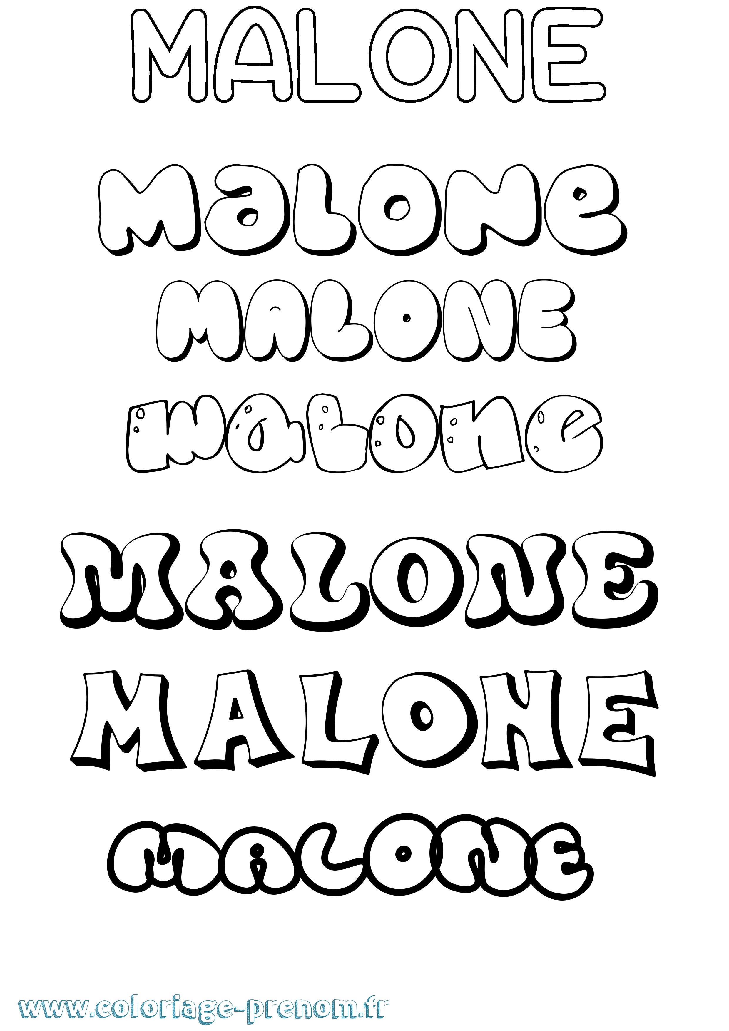 Coloriage prénom Malone Bubble