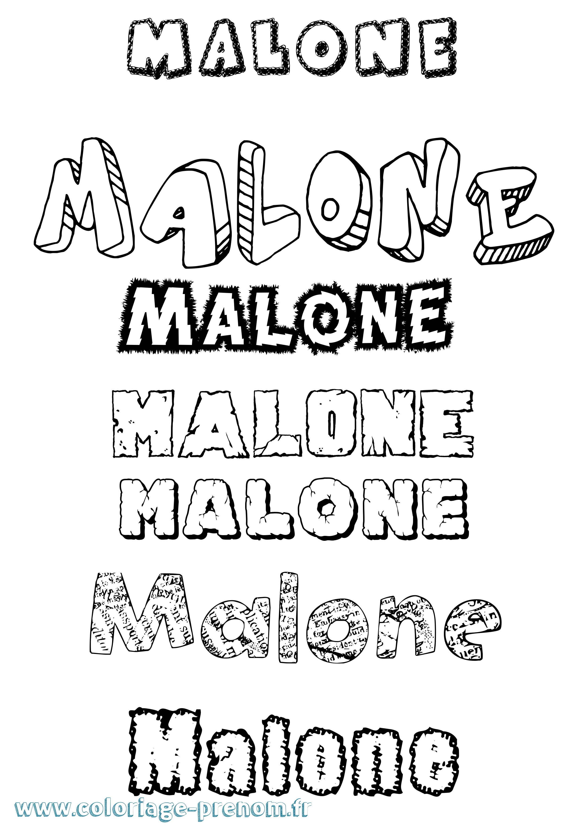 Coloriage prénom Malone Destructuré
