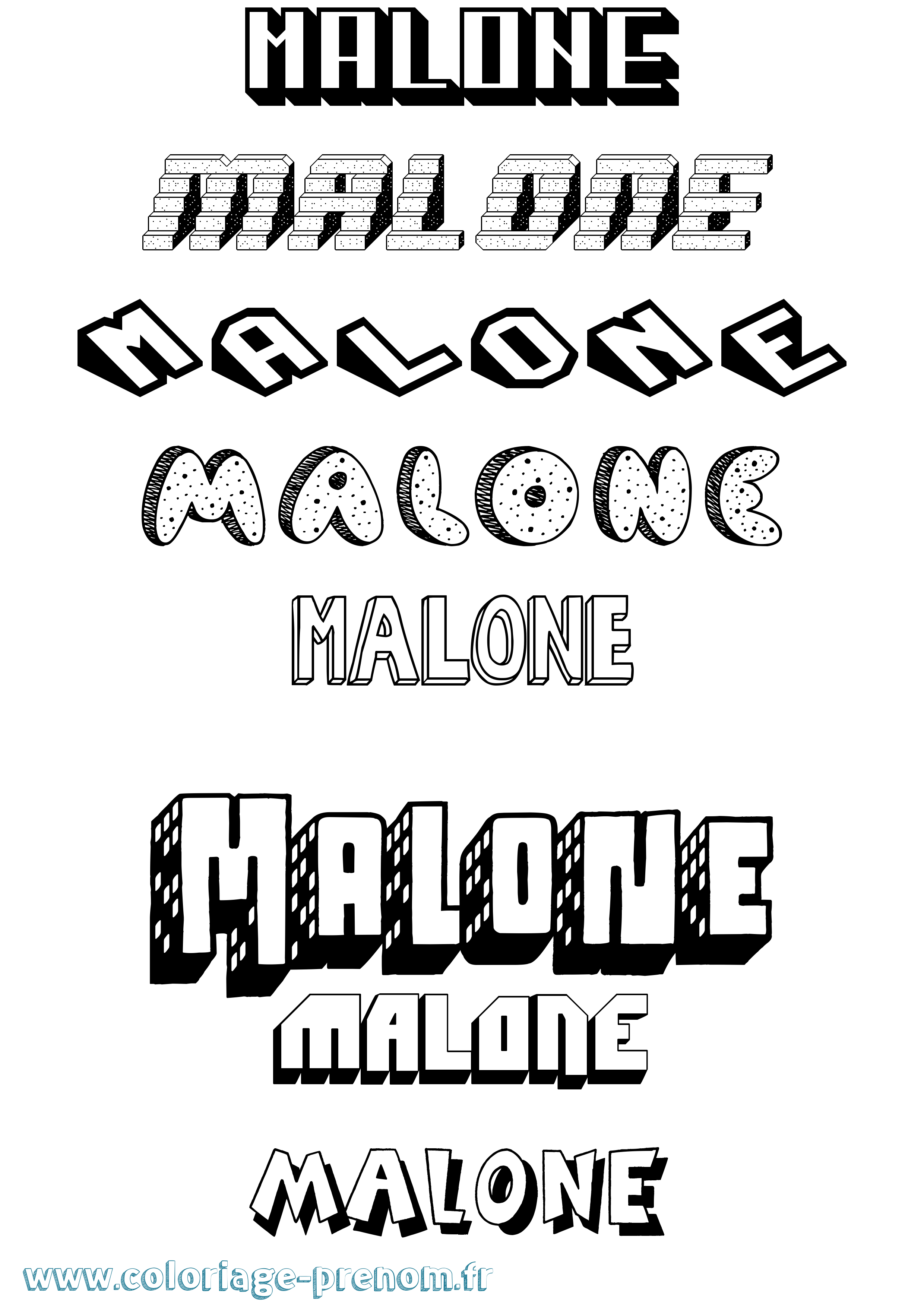 Coloriage prénom Malone Effet 3D
