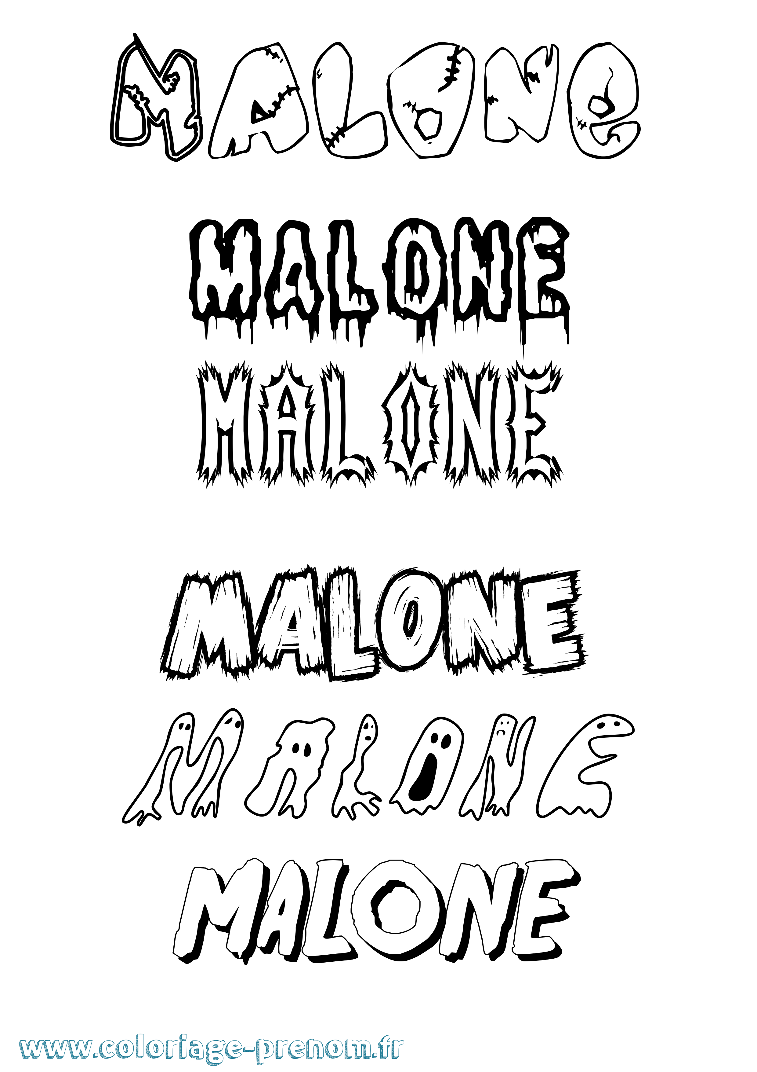 Coloriage prénom Malone Frisson