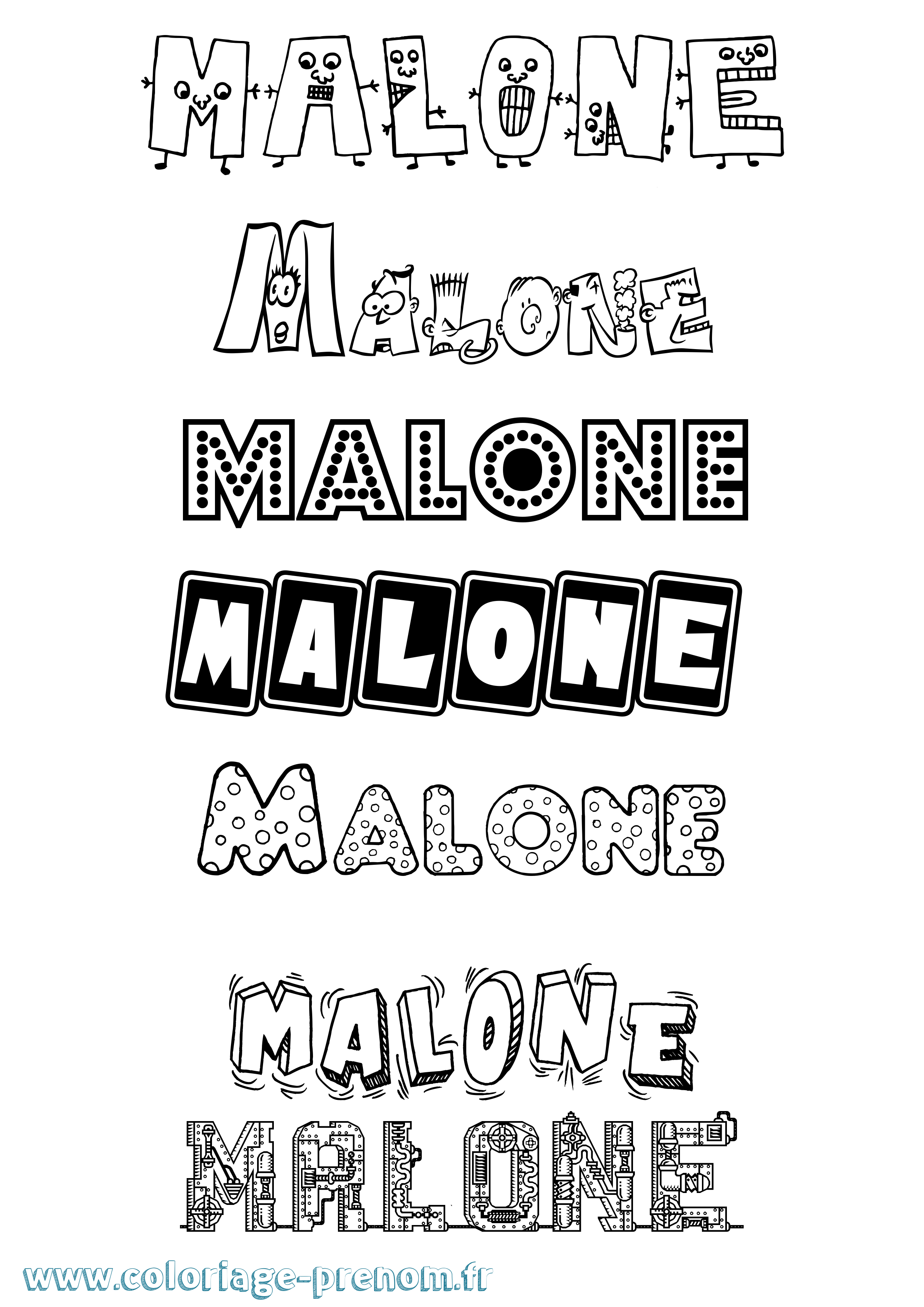 Coloriage prénom Malone Fun