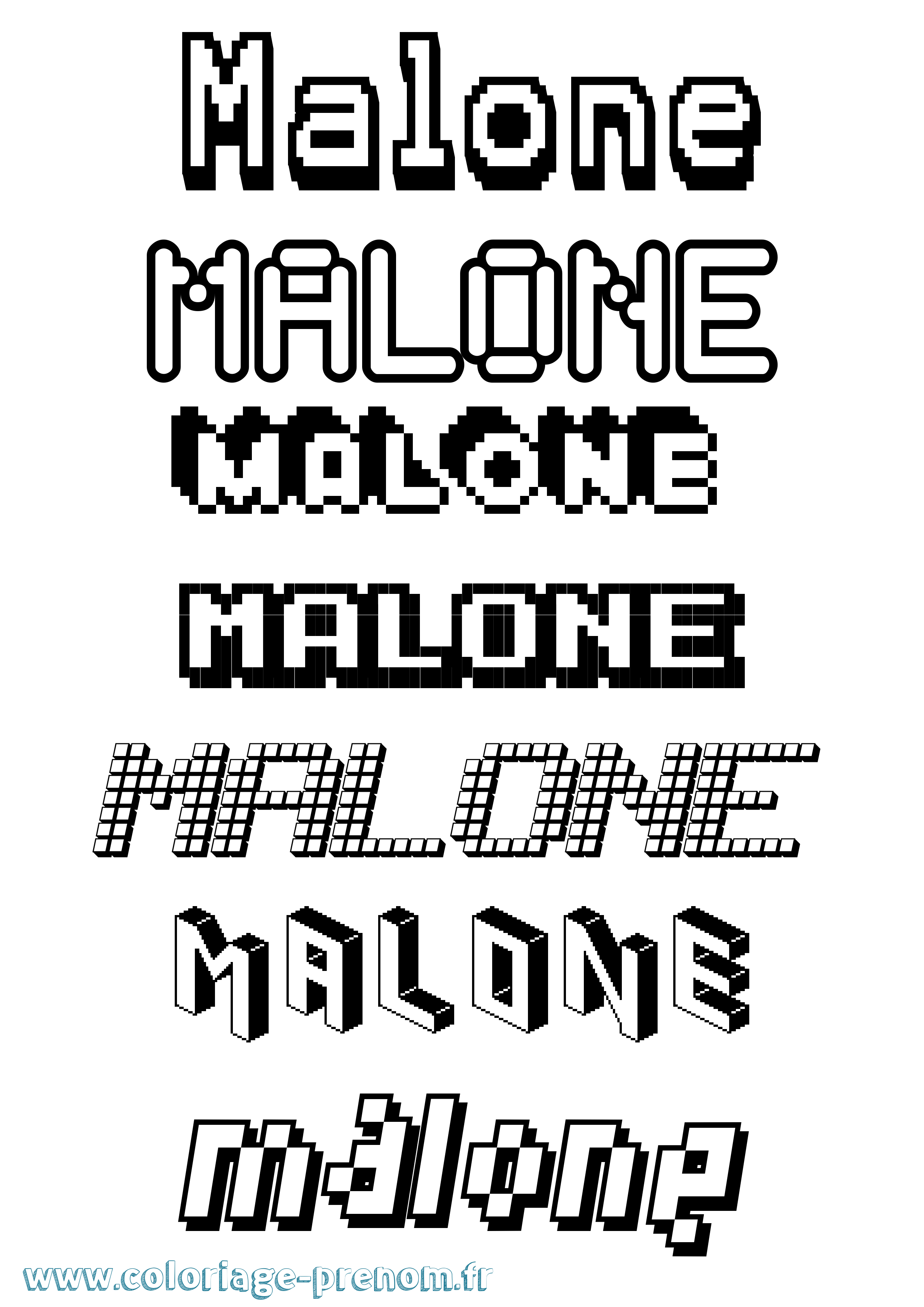 Coloriage prénom Malone Pixel