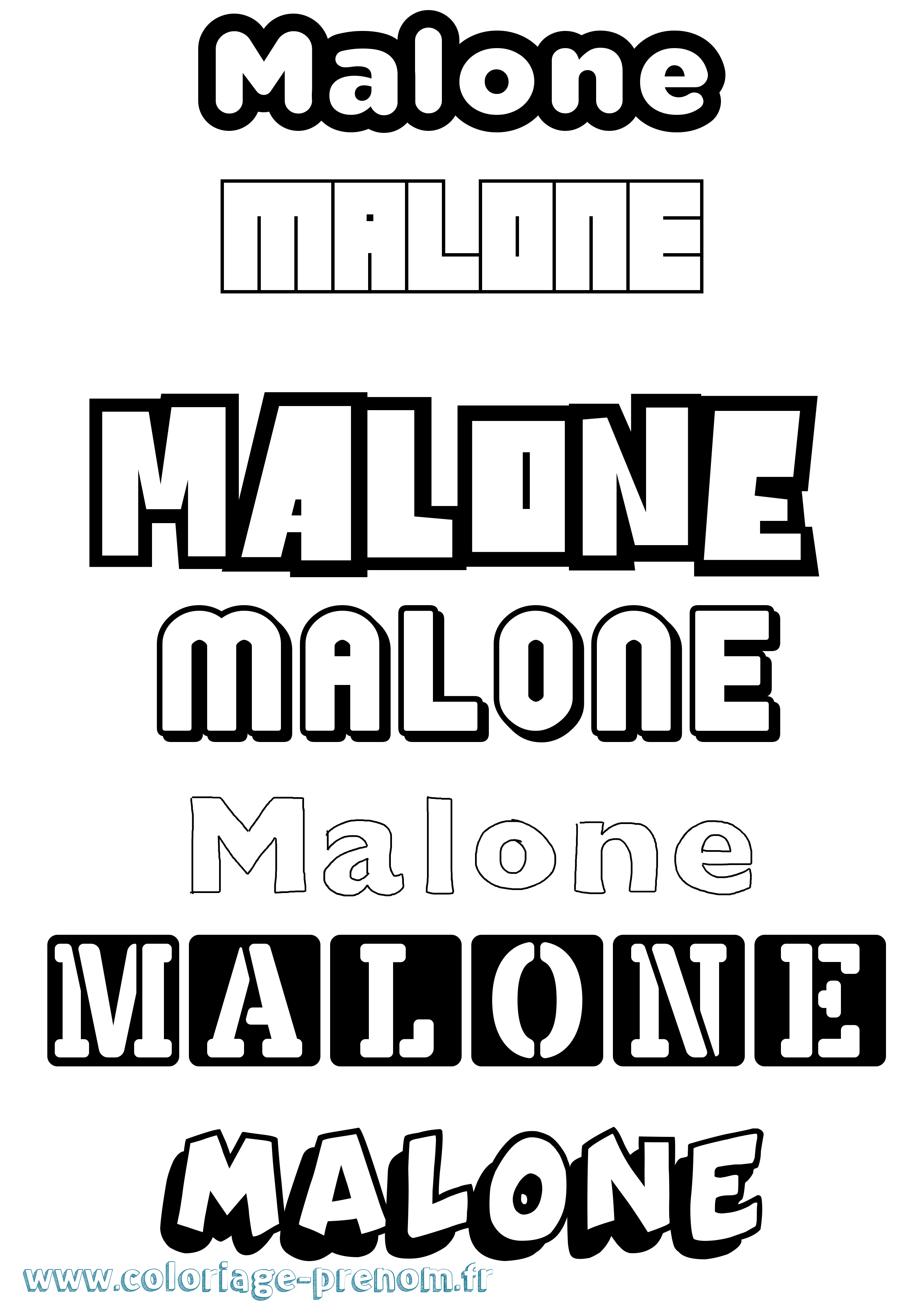 Coloriage prénom Malone Simple