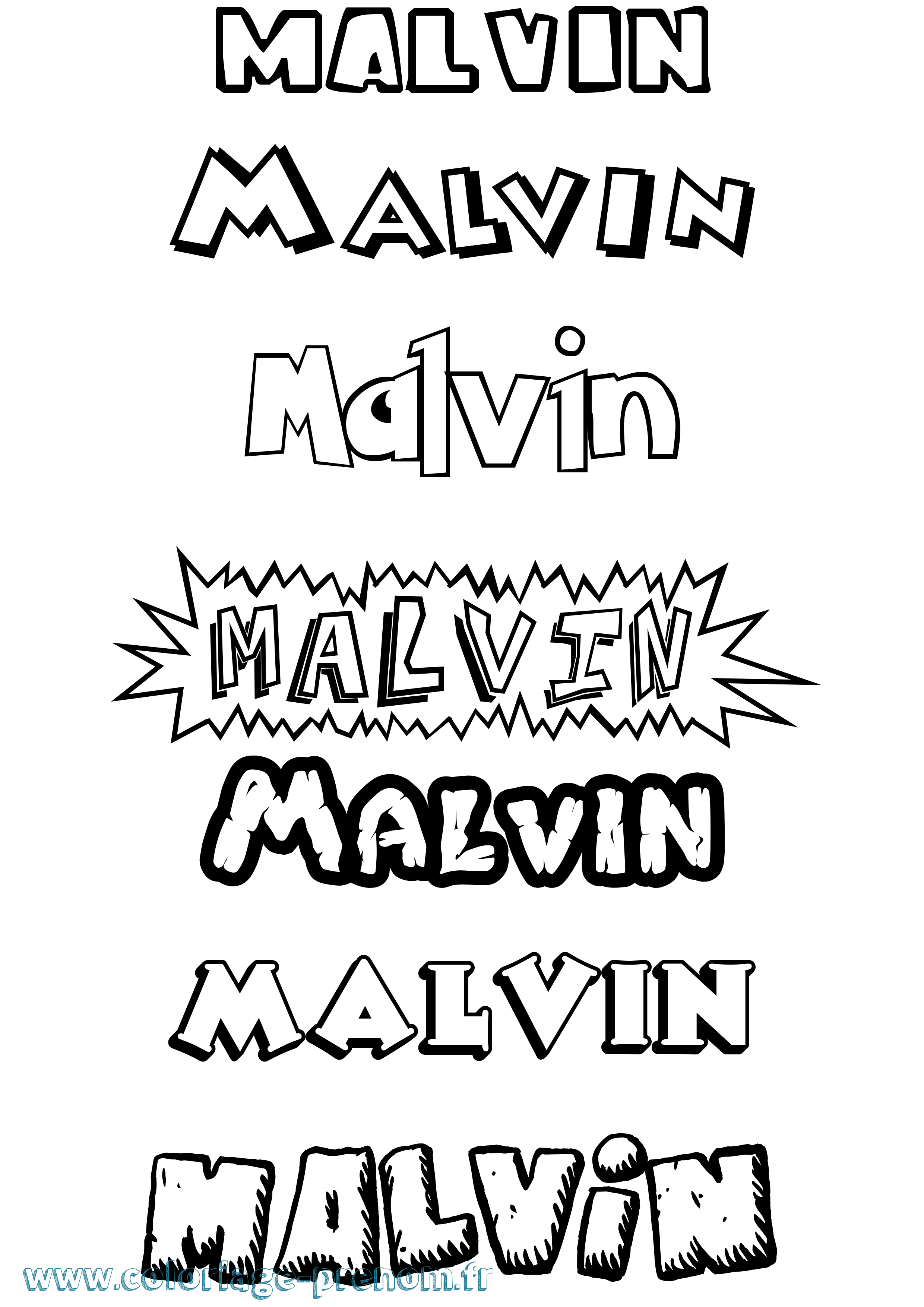 Coloriage prénom Malvin Dessin Animé