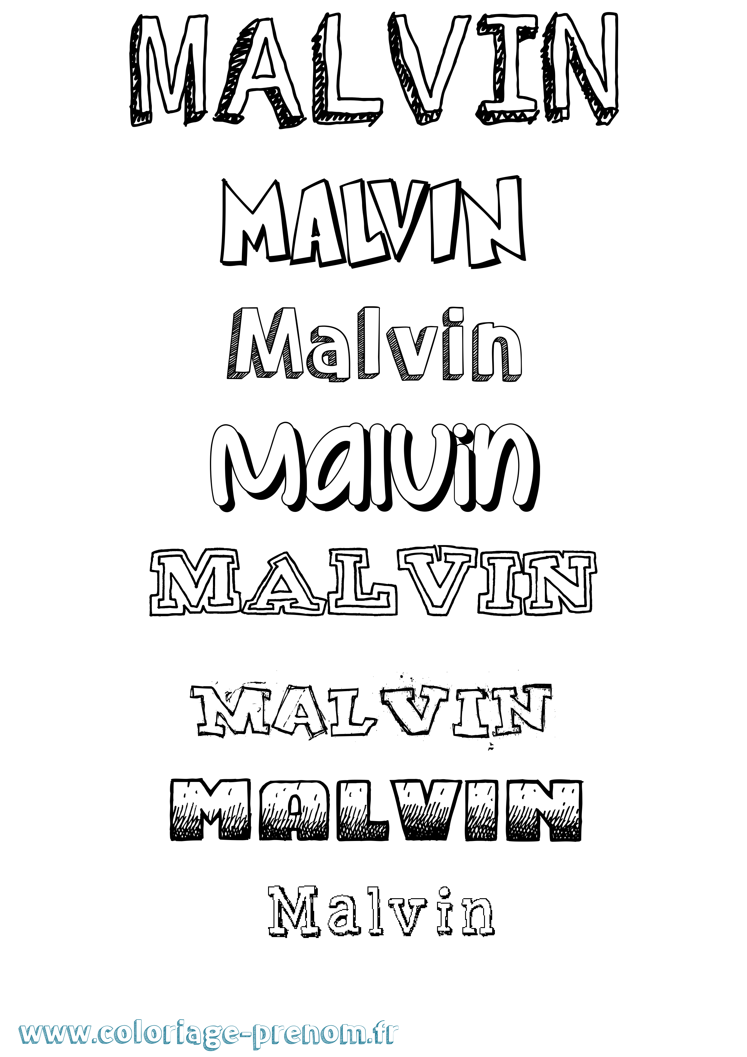 Coloriage prénom Malvin Dessiné