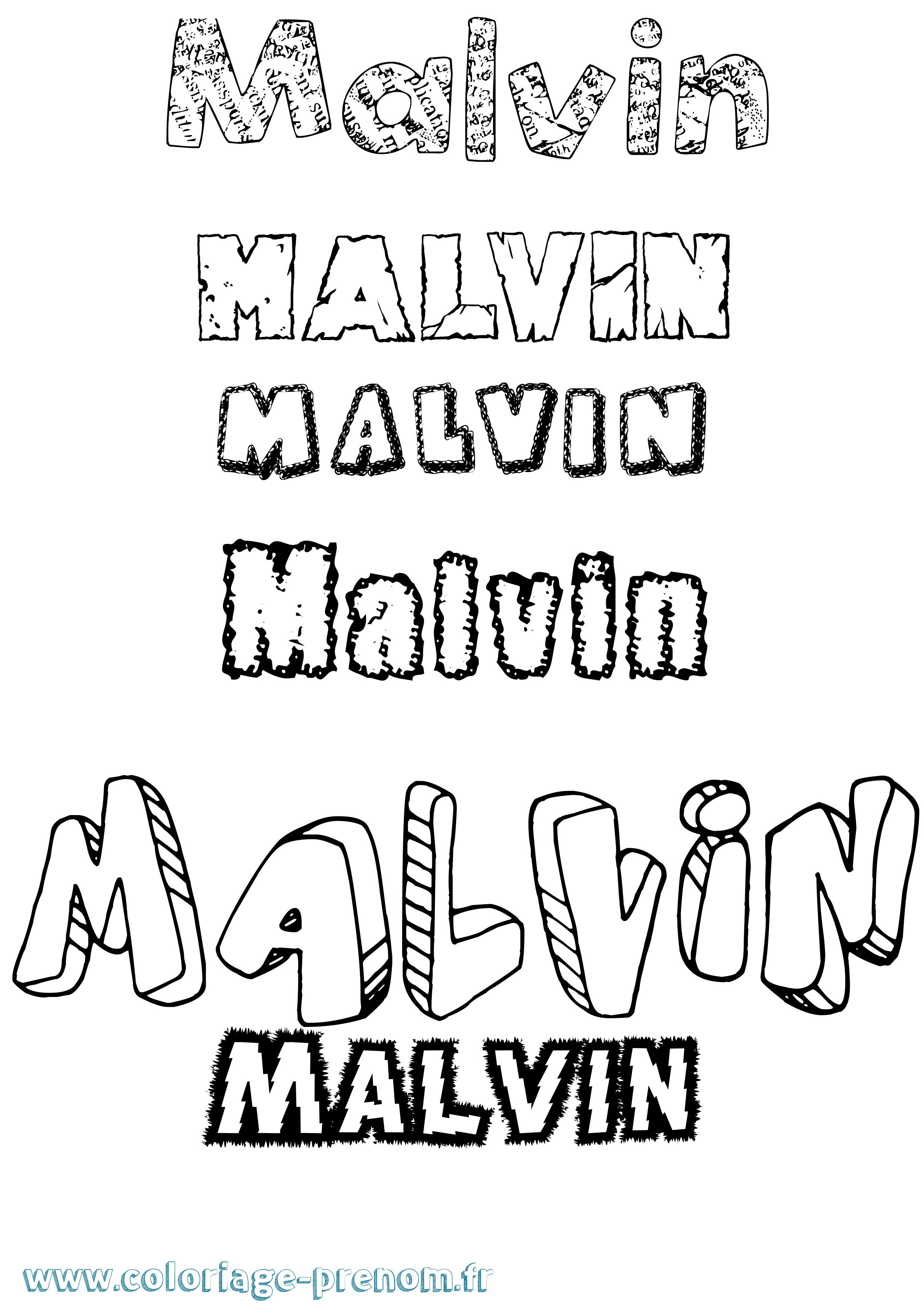 Coloriage prénom Malvin Destructuré