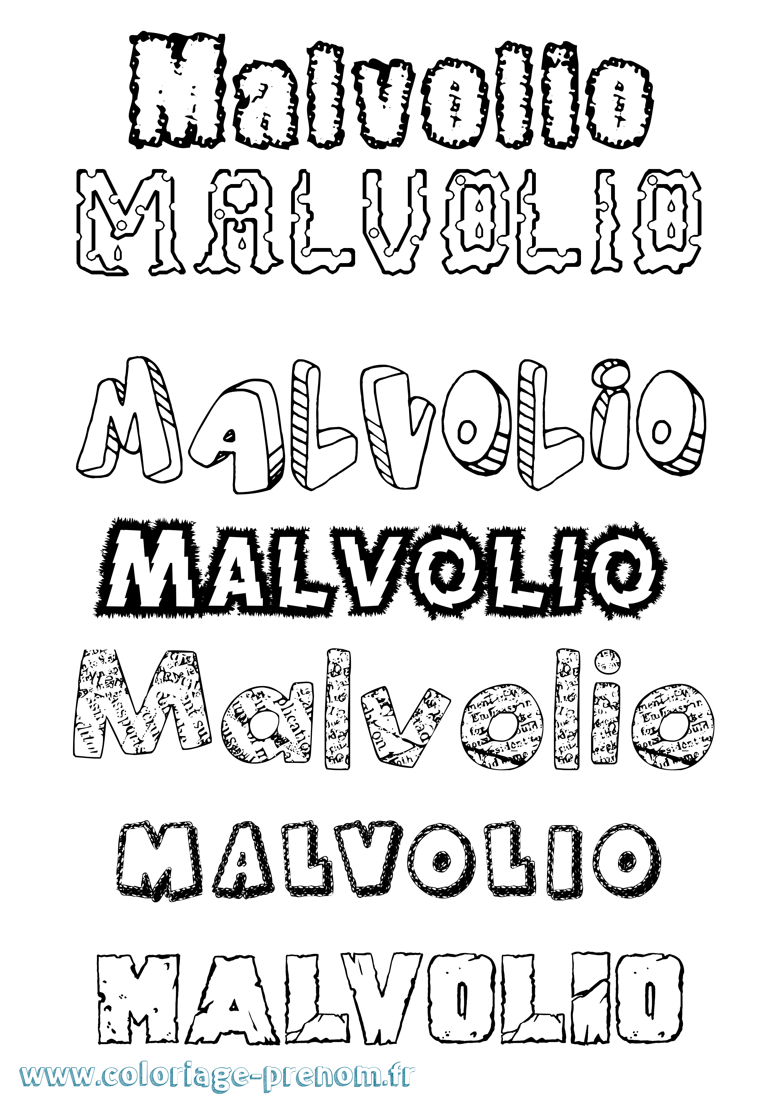 Coloriage prénom Malvolio Destructuré