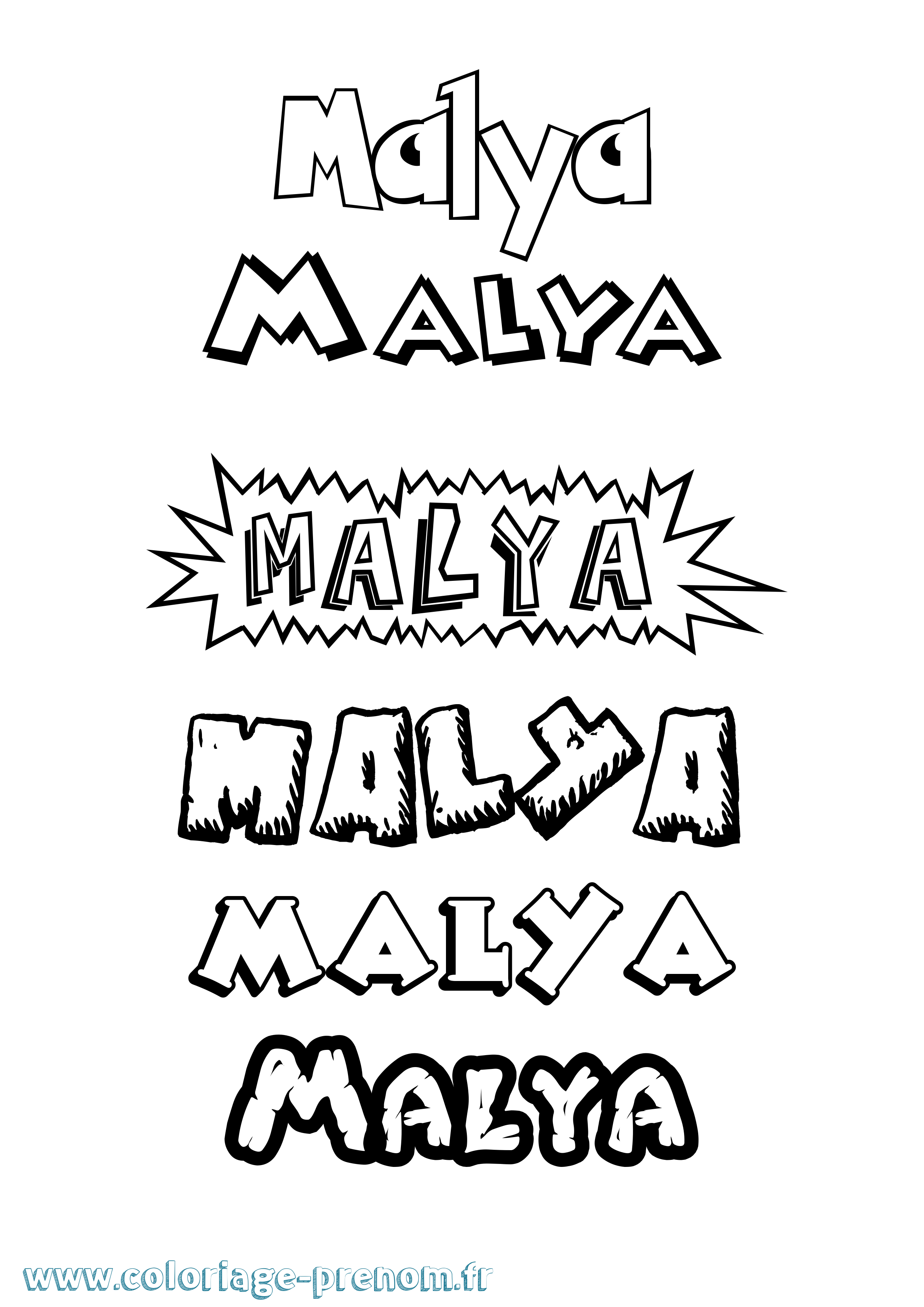 Coloriage prénom Malya Dessin Animé
