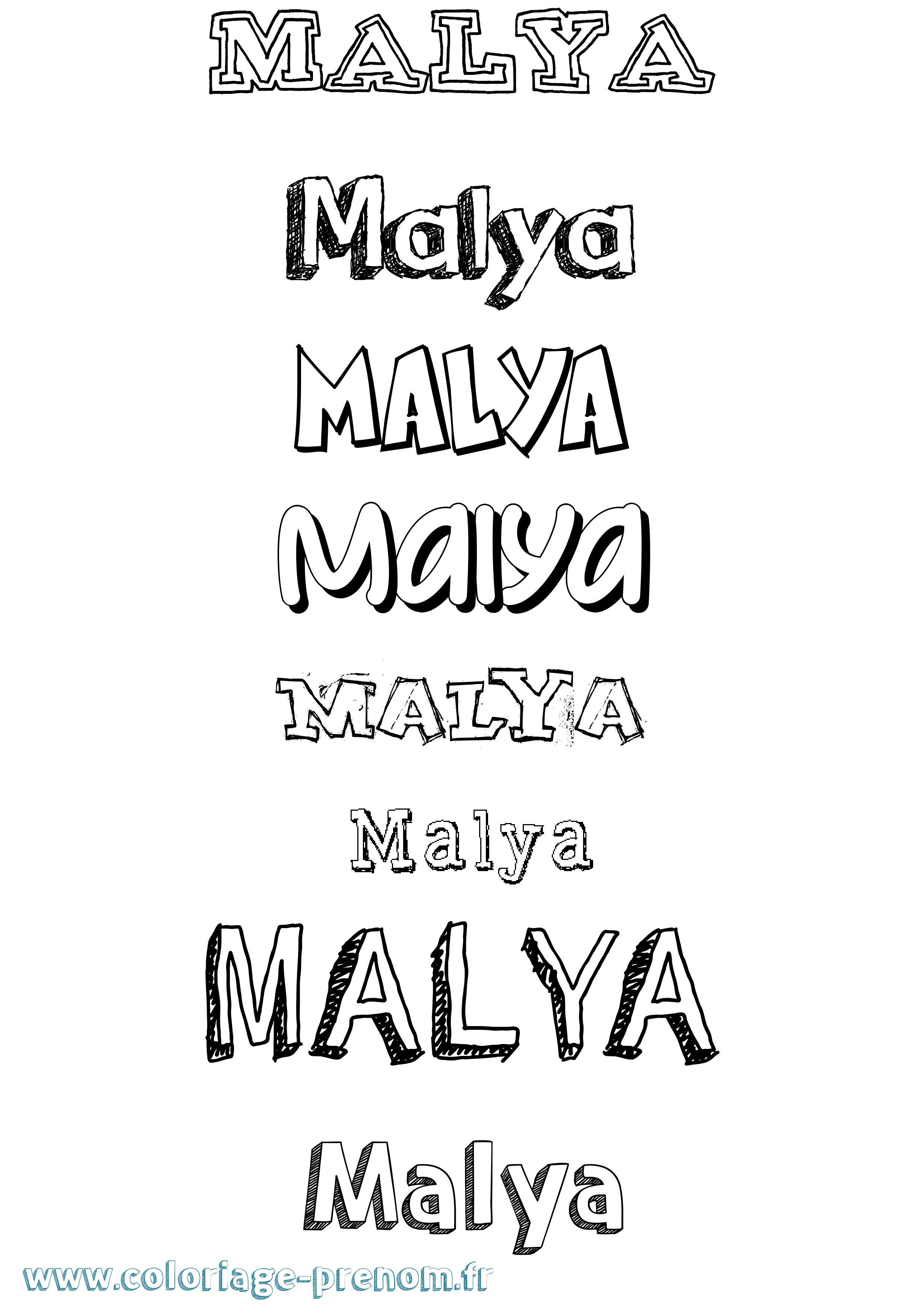 Coloriage prénom Malya Dessiné