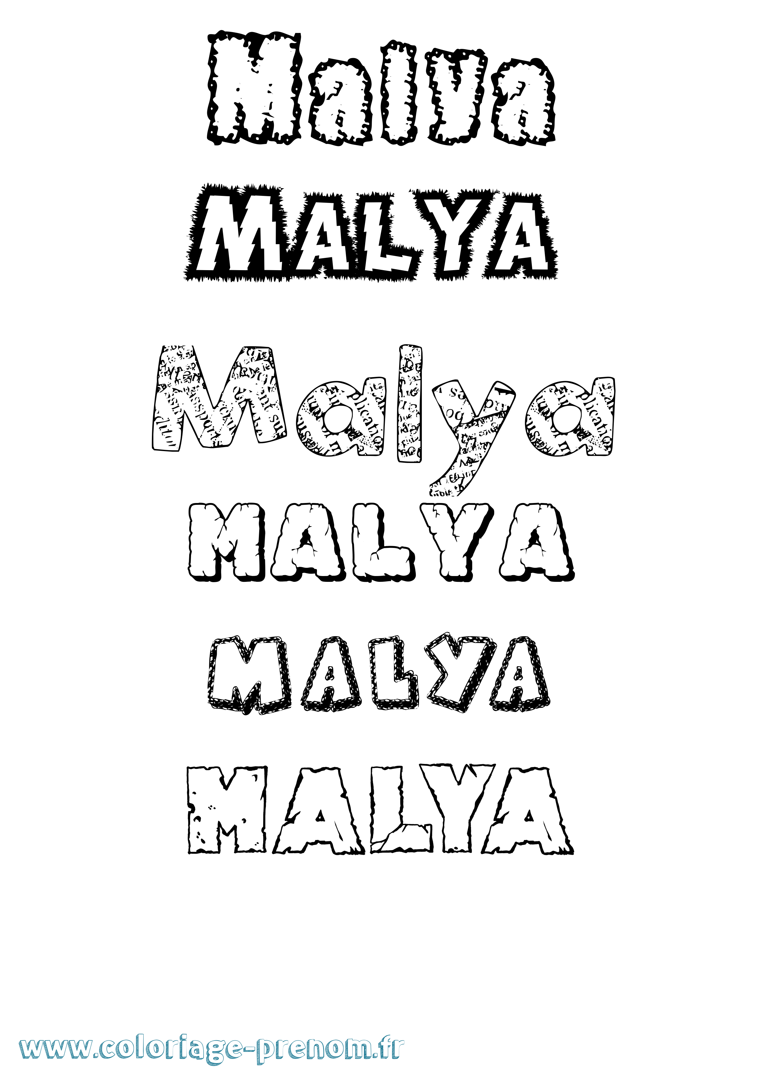 Coloriage prénom Malya Destructuré