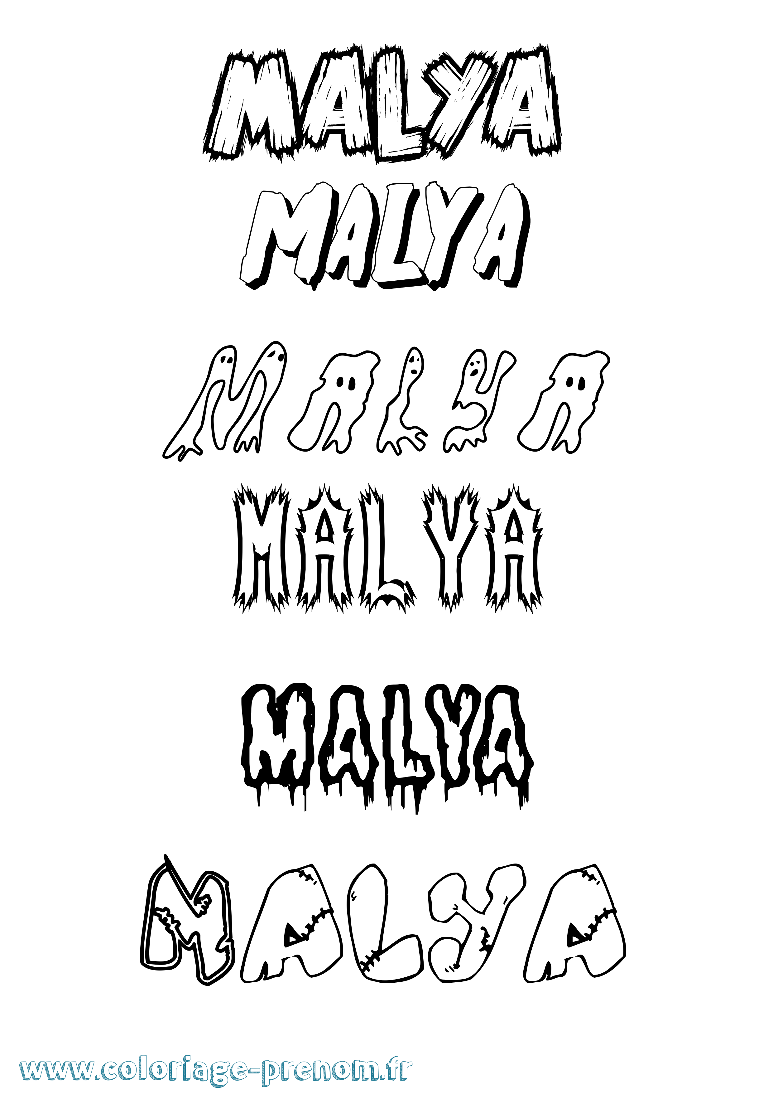 Coloriage prénom Malya Frisson