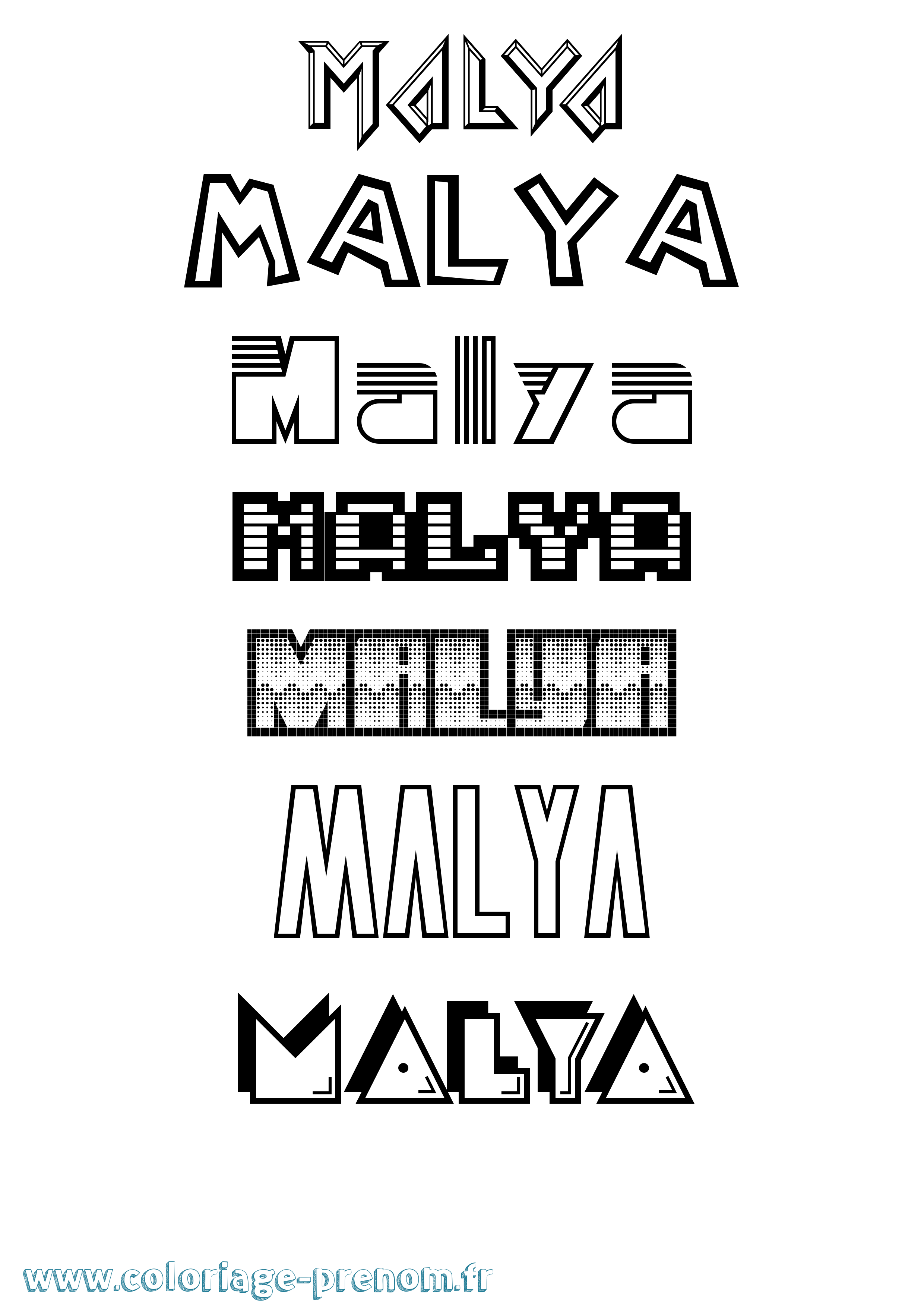 Coloriage prénom Malya Jeux Vidéos