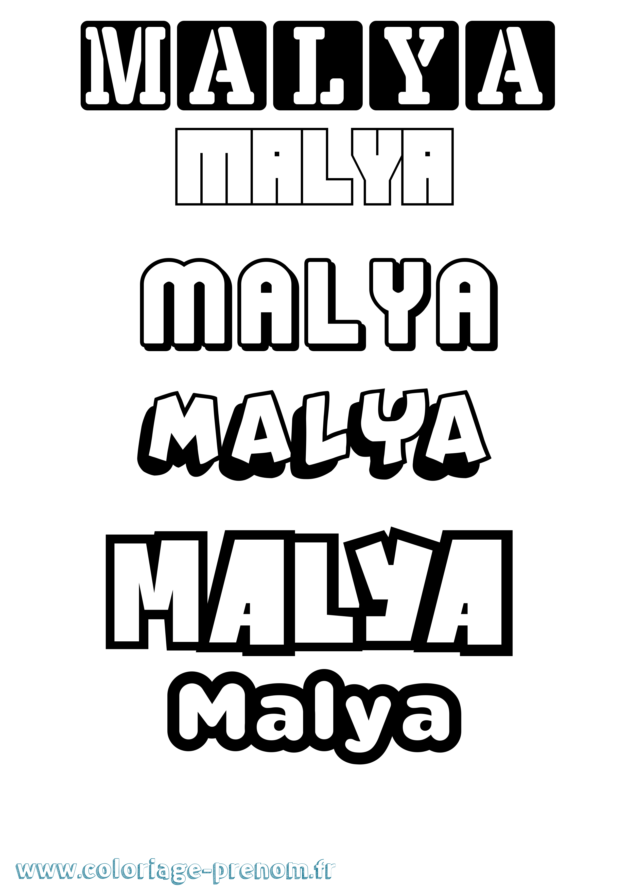 Coloriage prénom Malya Simple