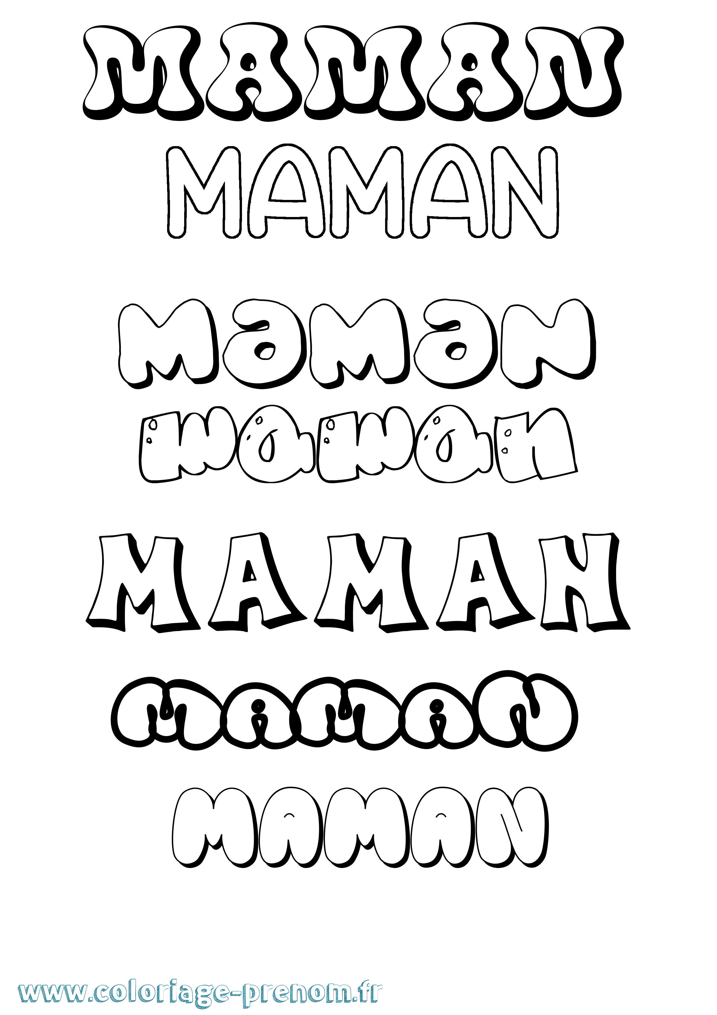 Coloriage prénom Maman Bubble