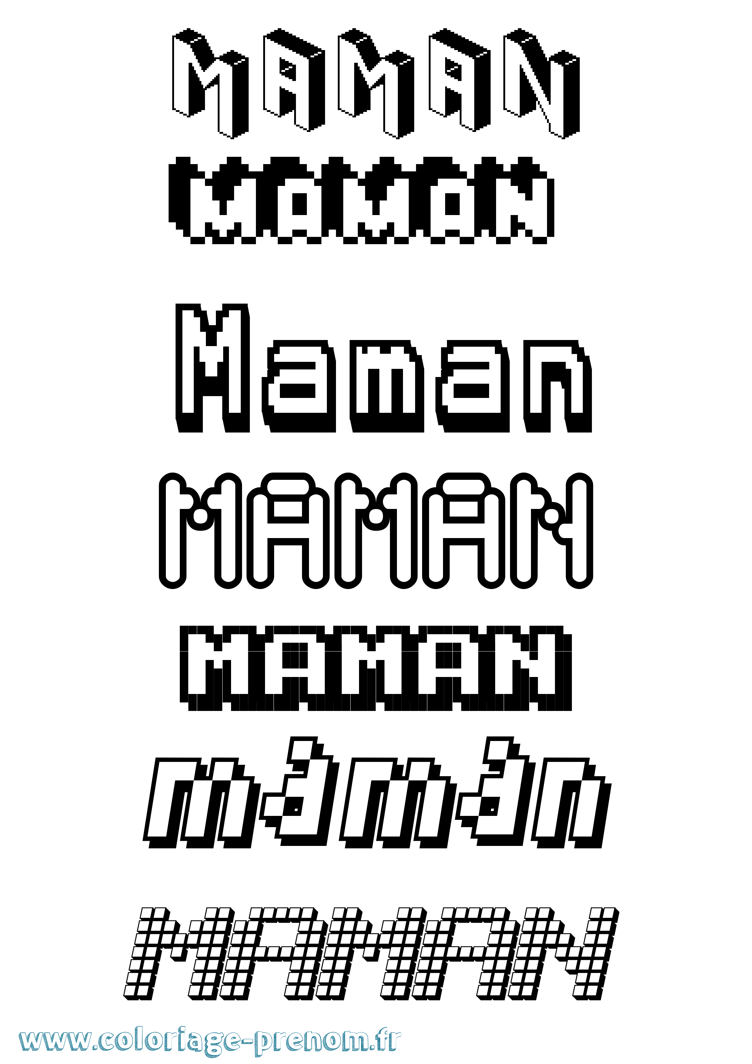 Coloriage prénom Maman Pixel