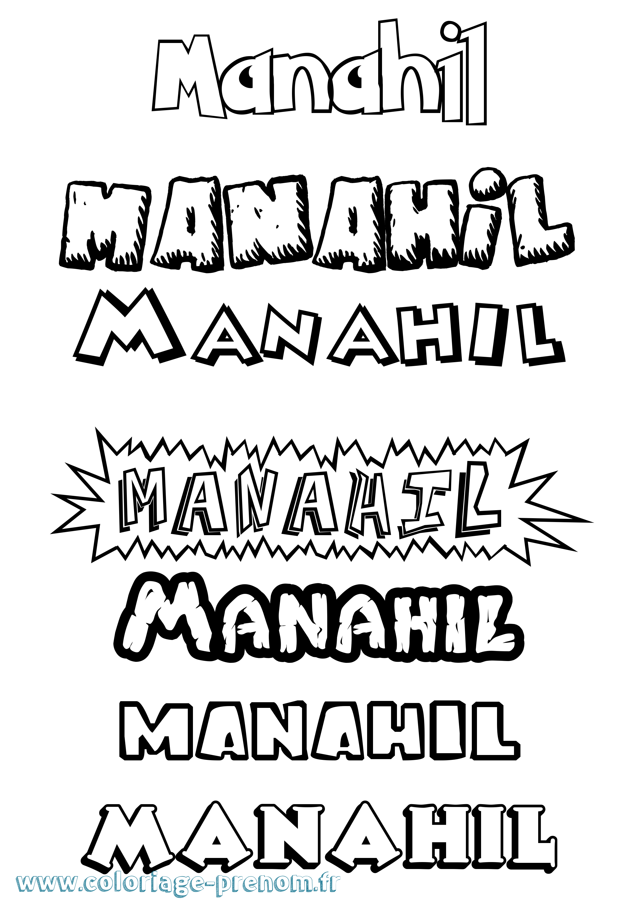 Coloriage prénom Manahil Dessin Animé
