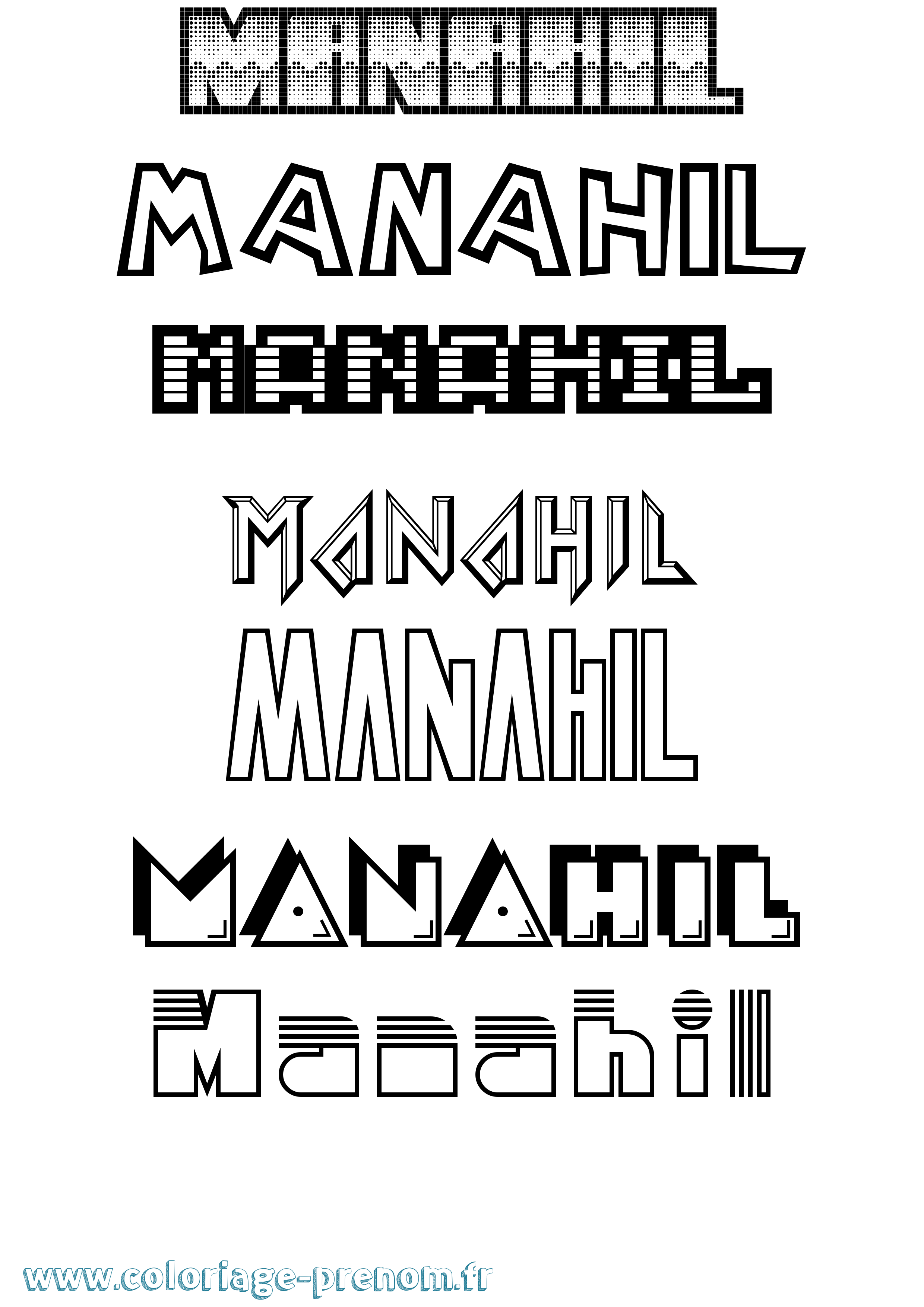 Coloriage prénom Manahil Jeux Vidéos