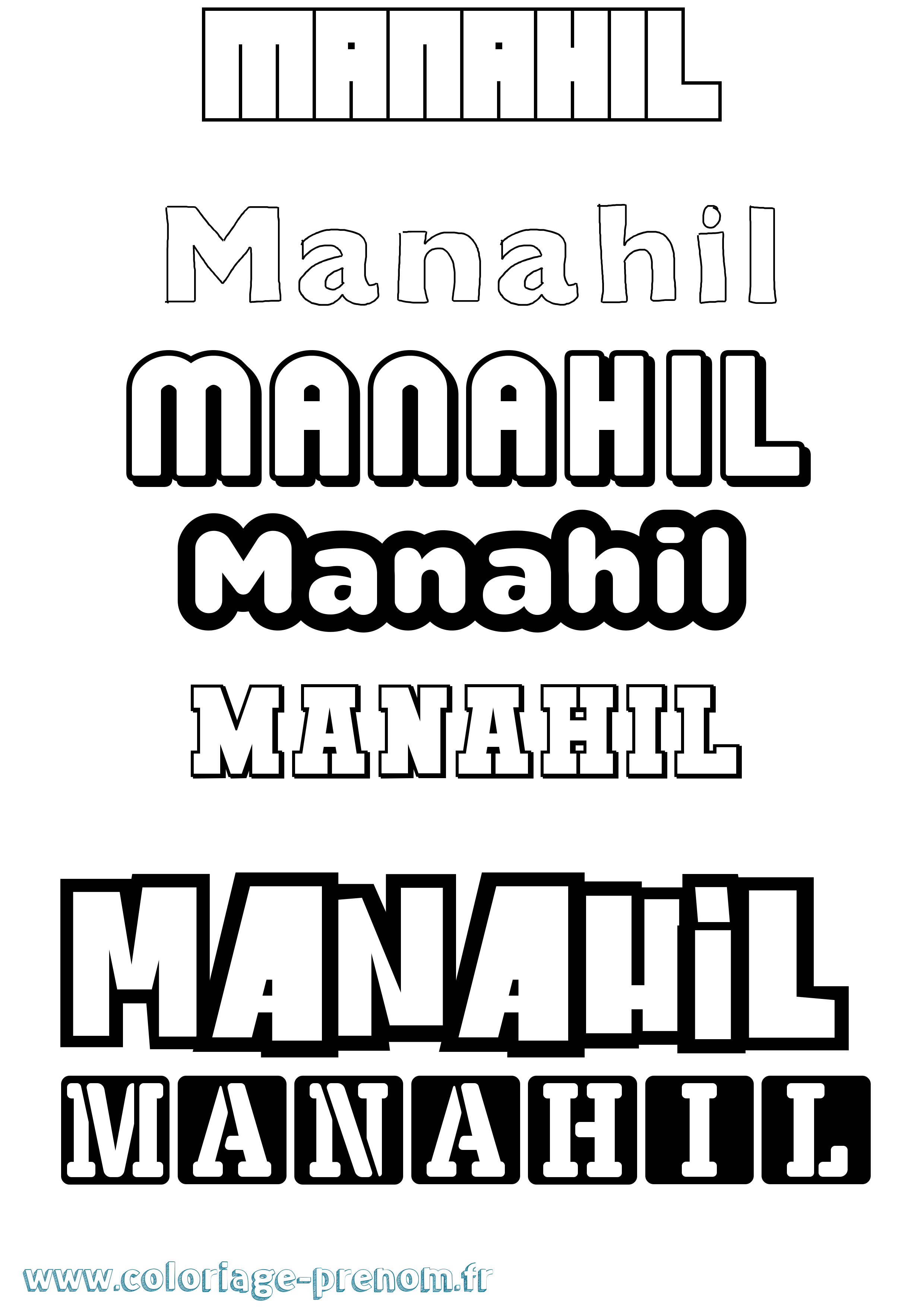 Coloriage prénom Manahil Simple