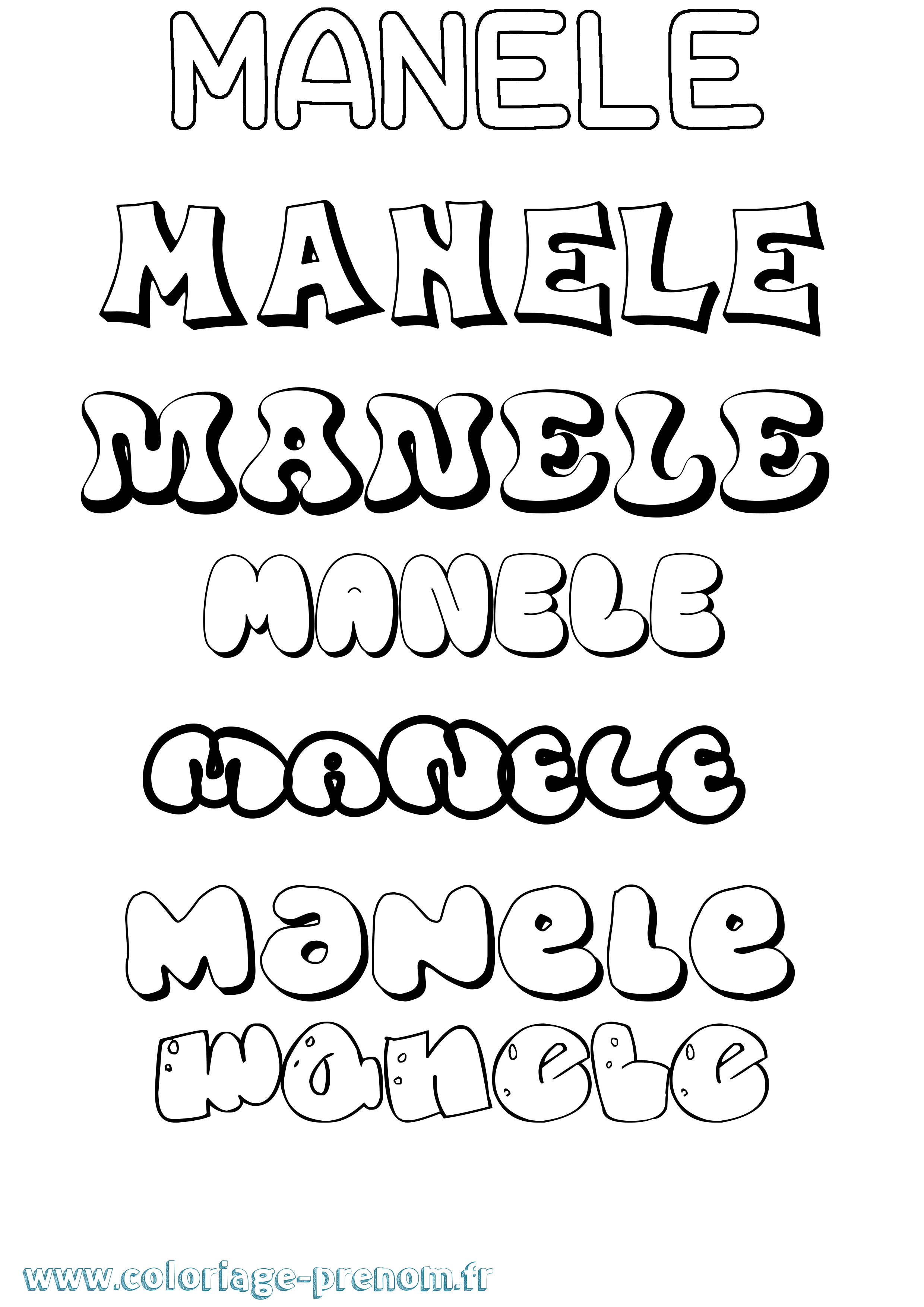 Coloriage prénom Manele Bubble