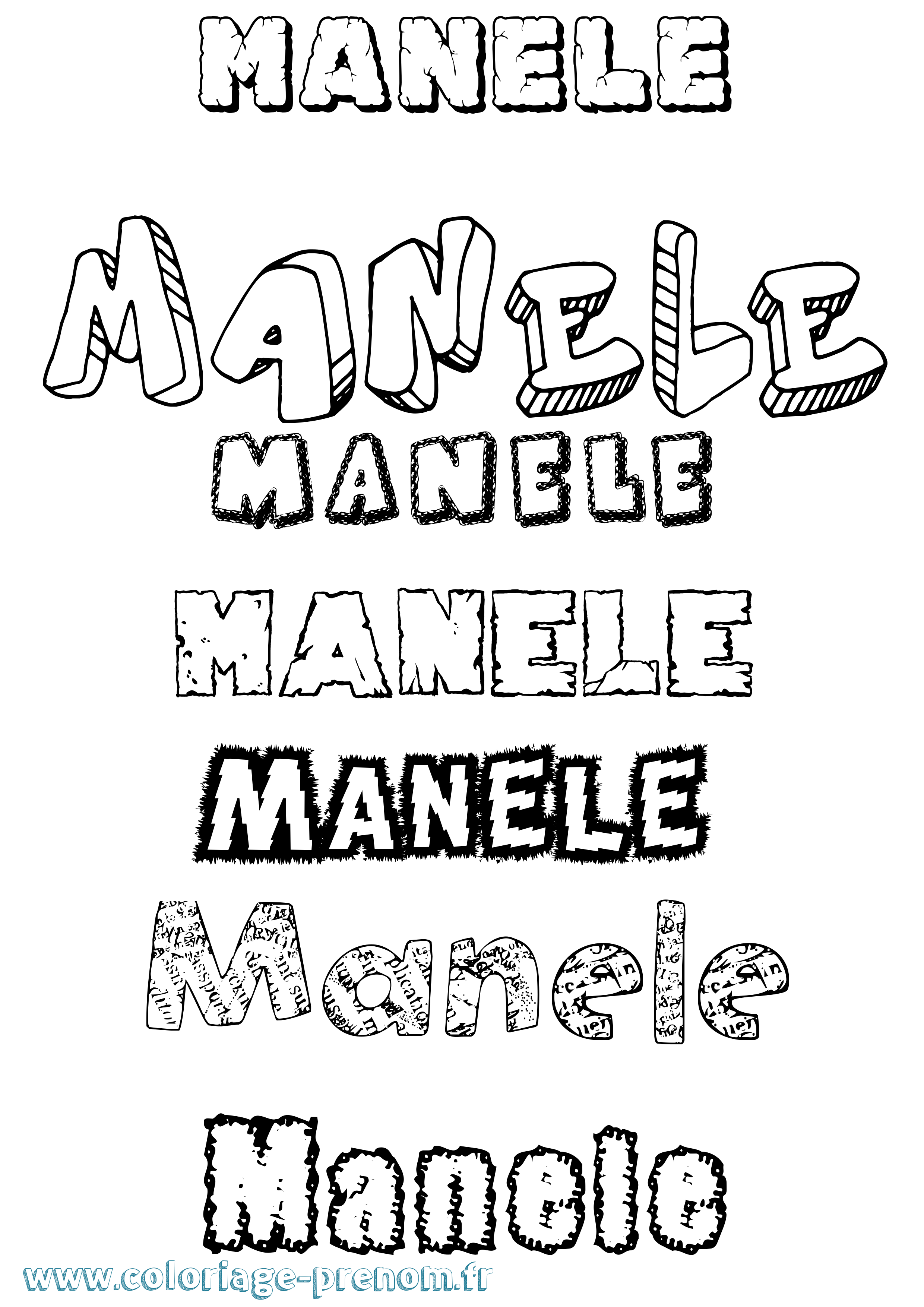 Coloriage prénom Manele Destructuré